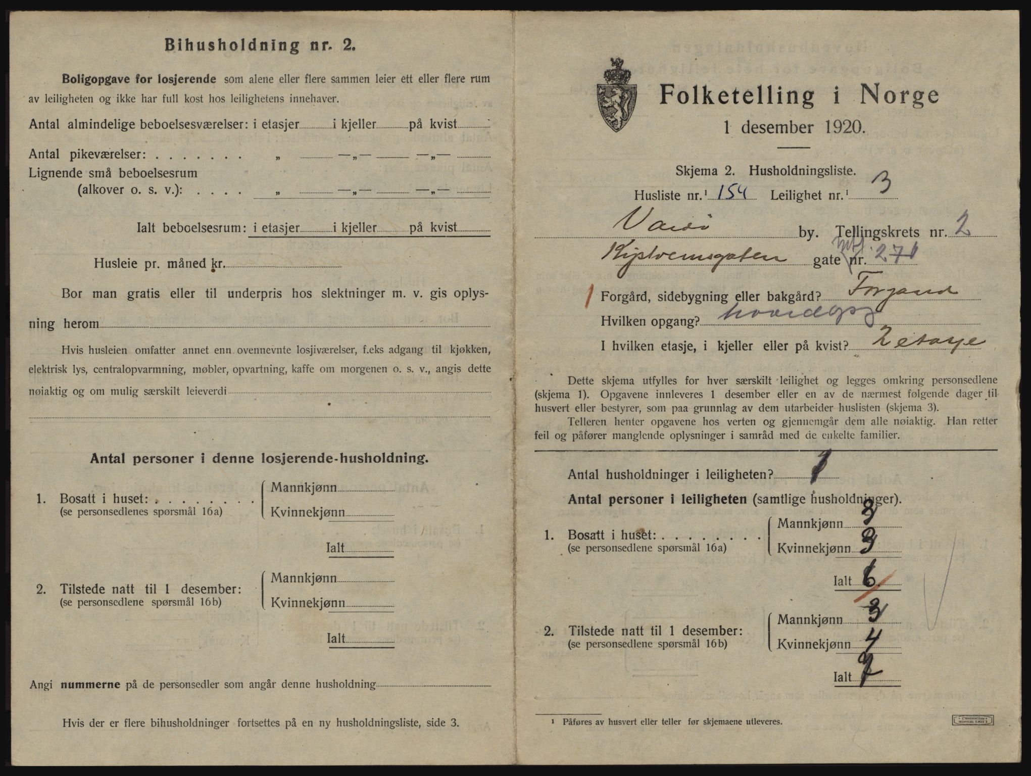 SATØ, 1920 census for Vardø, 1920, p. 2333