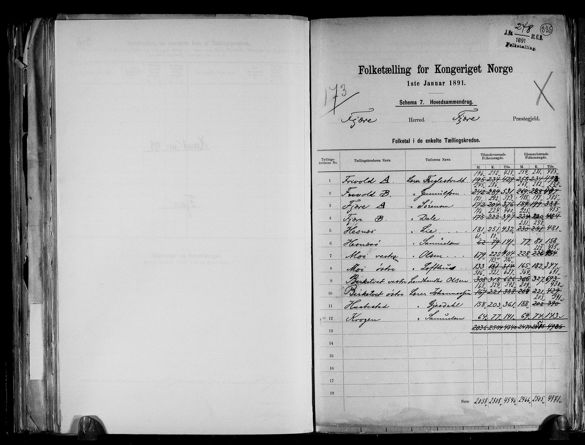 RA, 1891 census for 0923 Fjære, 1891, p. 2