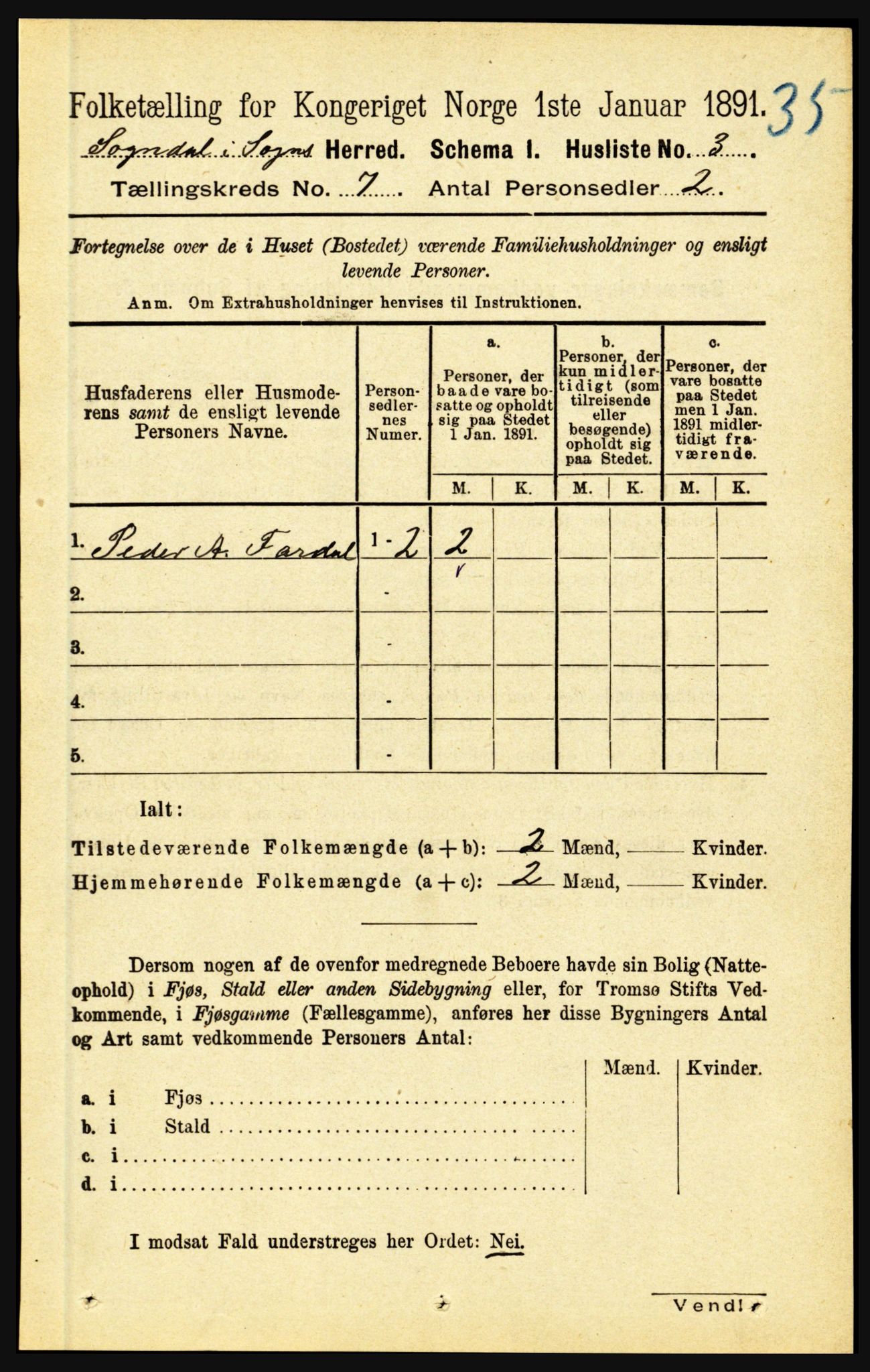 RA, 1891 census for 1420 Sogndal, 1891, p. 2932