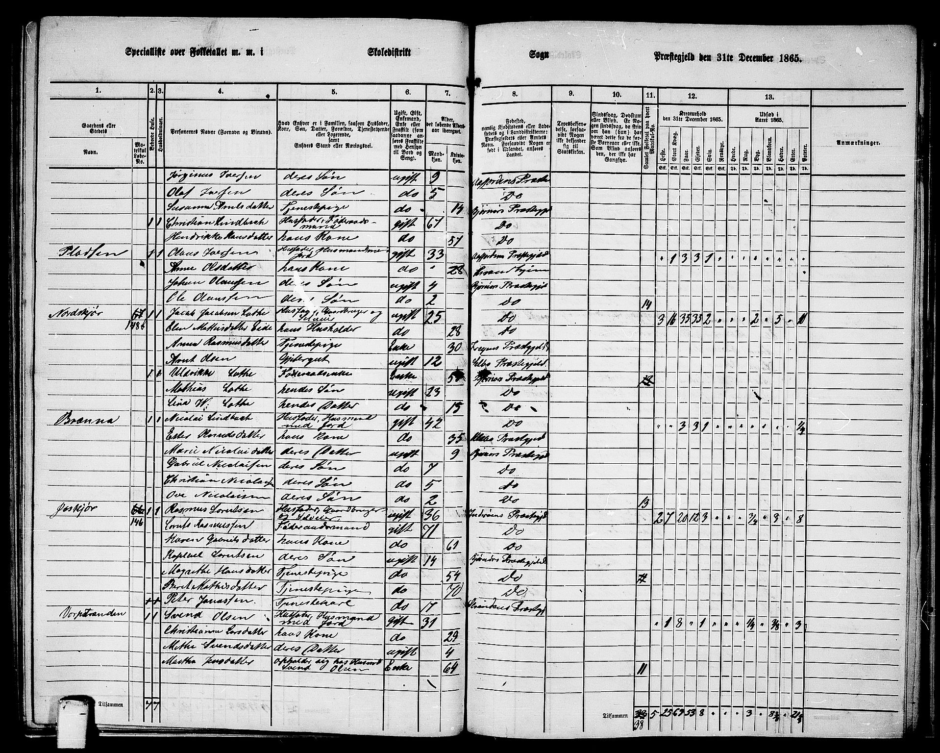 RA, 1865 census for Bjørnør, 1865, p. 121