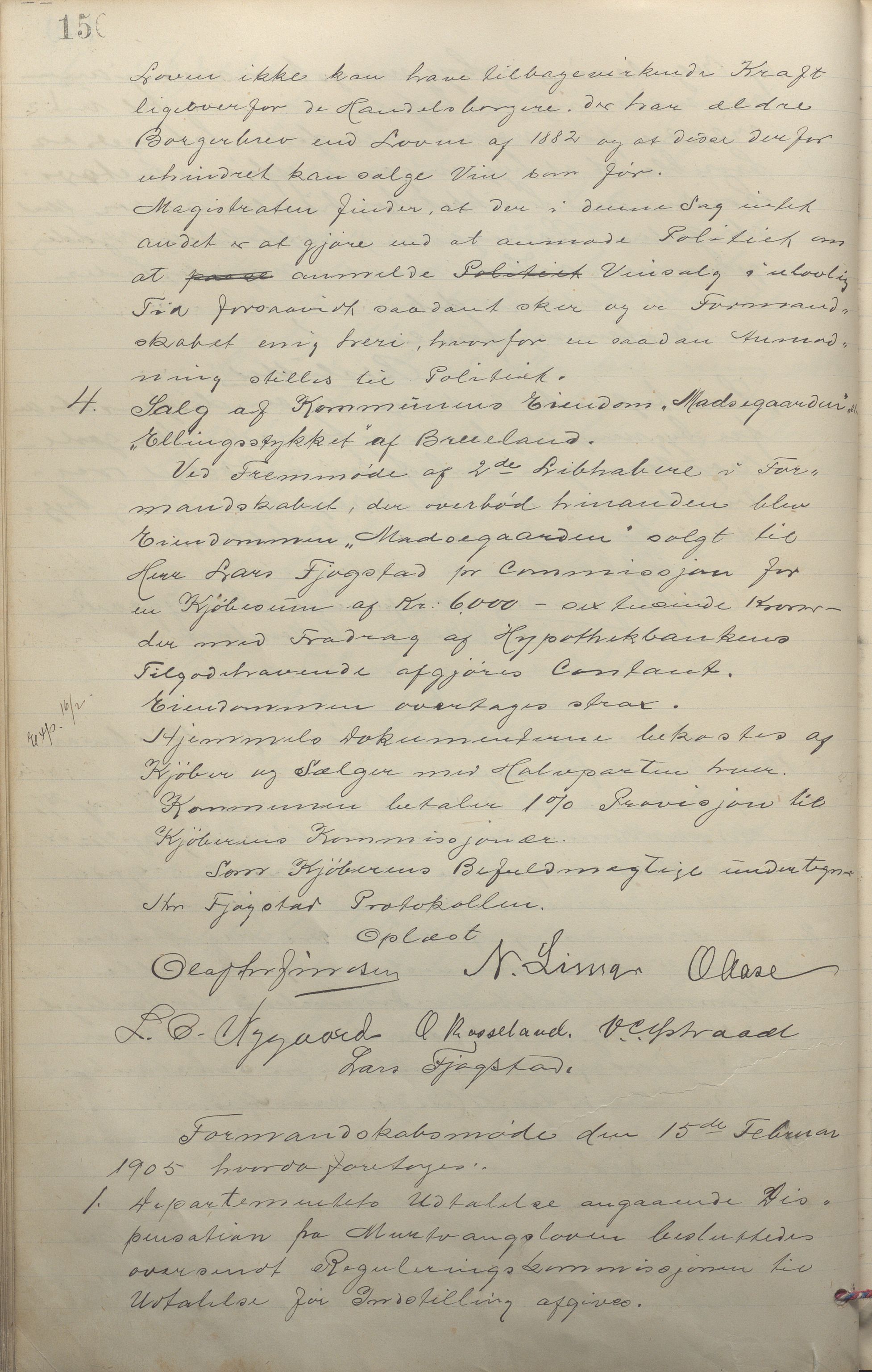 Sandnes kommune - Formannskapet og Bystyret, IKAR/K-100188/Aa/L0006: Møtebok, 1902-1909, p. 150