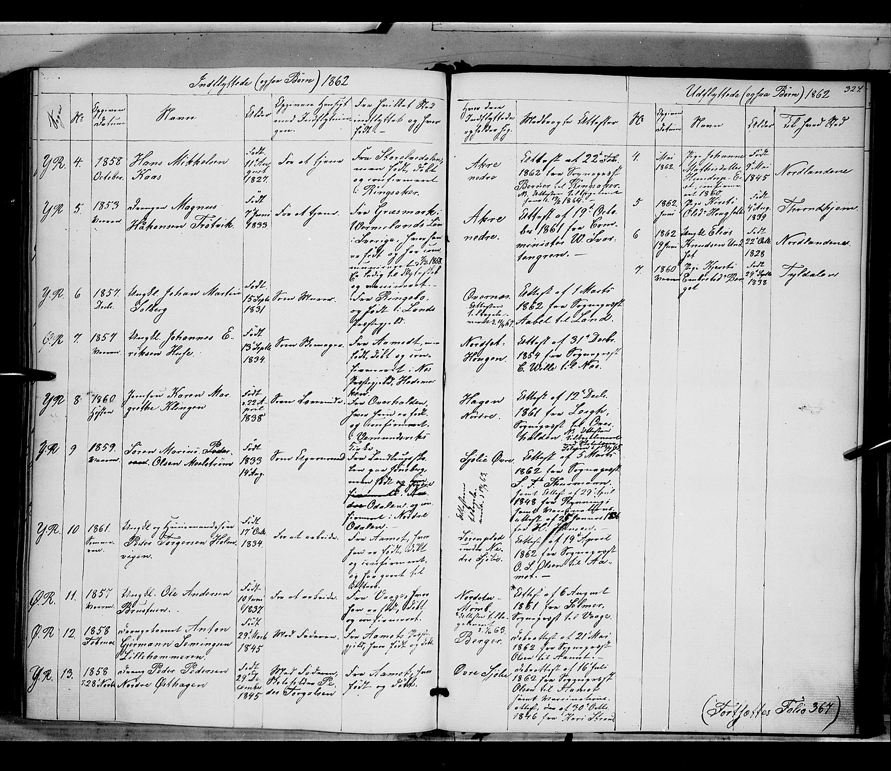 Rendalen prestekontor, SAH/PREST-054/H/Ha/Haa/L0005: Parish register (official) no. 5, 1853-1866, p. 324
