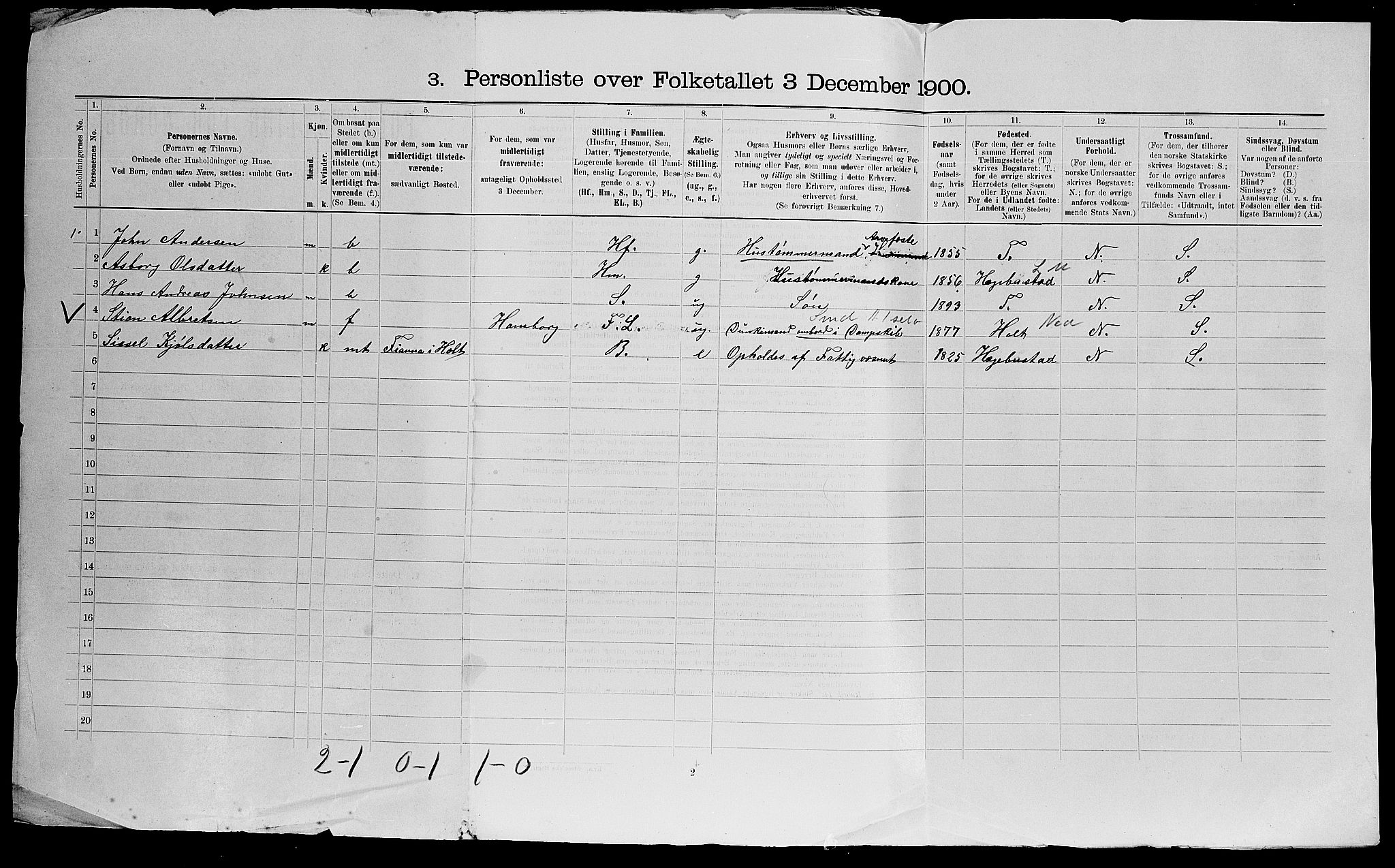 SAK, 1900 census for Austre Moland, 1900, p. 38