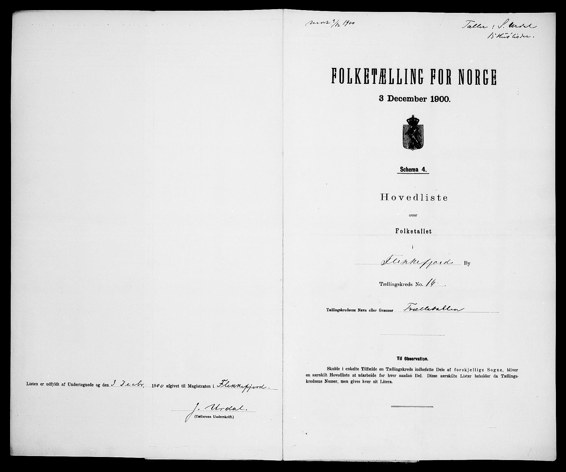 SAK, 1900 census for Flekkefjord, 1900, p. 56