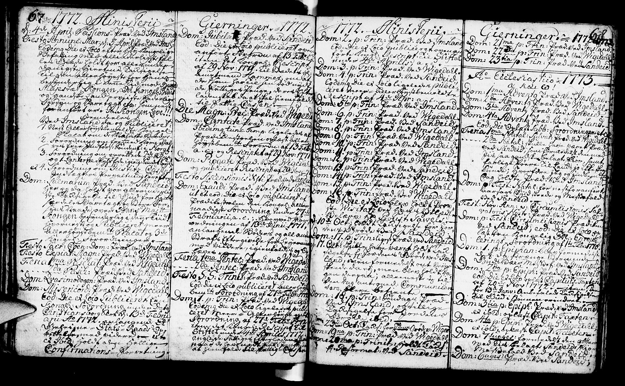 Vikedal sokneprestkontor, AV/SAST-A-101840/01/IV: Parish register (official) no. A 1, 1737-1778, p. 67-68