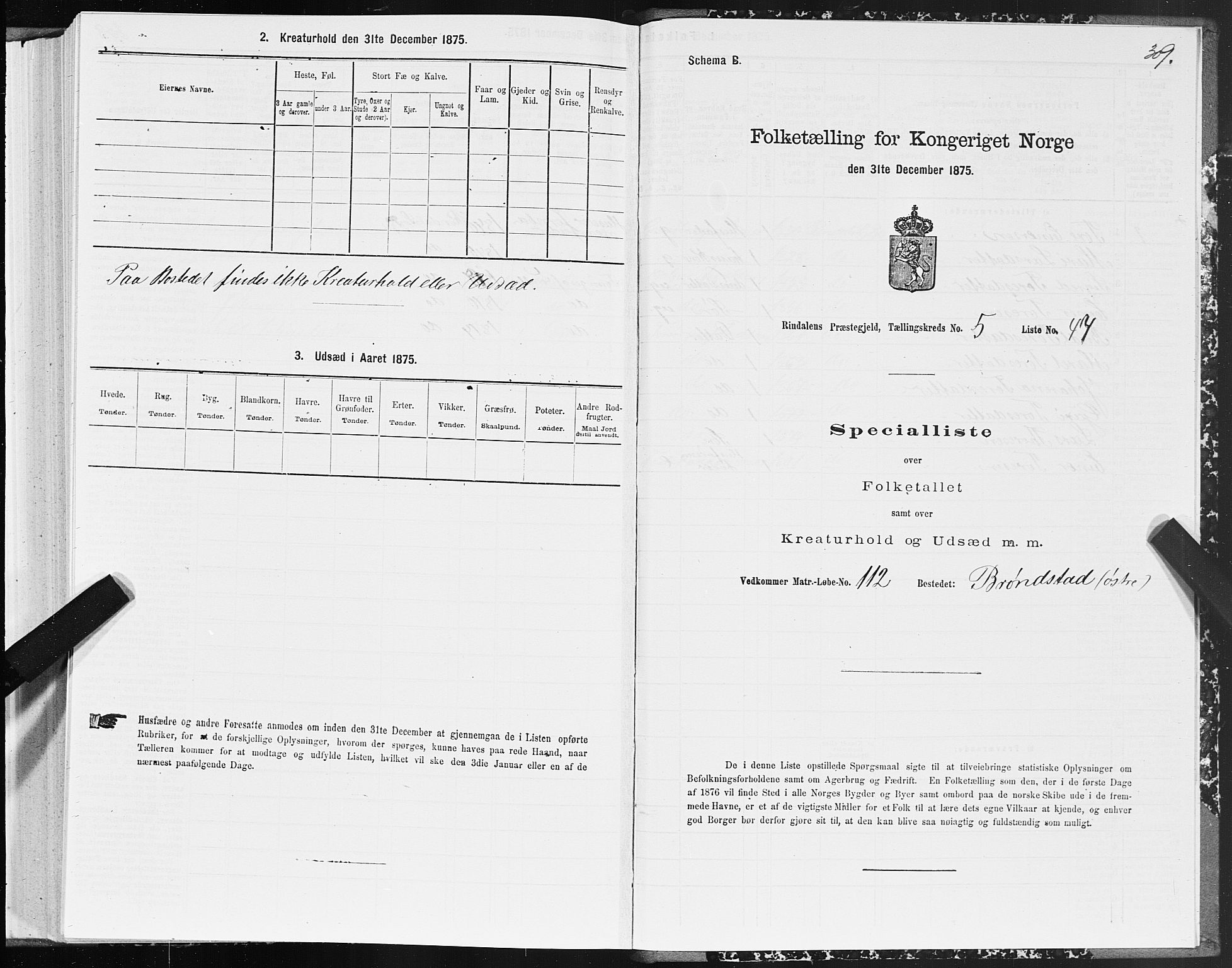 SAT, 1875 census for 1567P Rindal, 1875, p. 2309