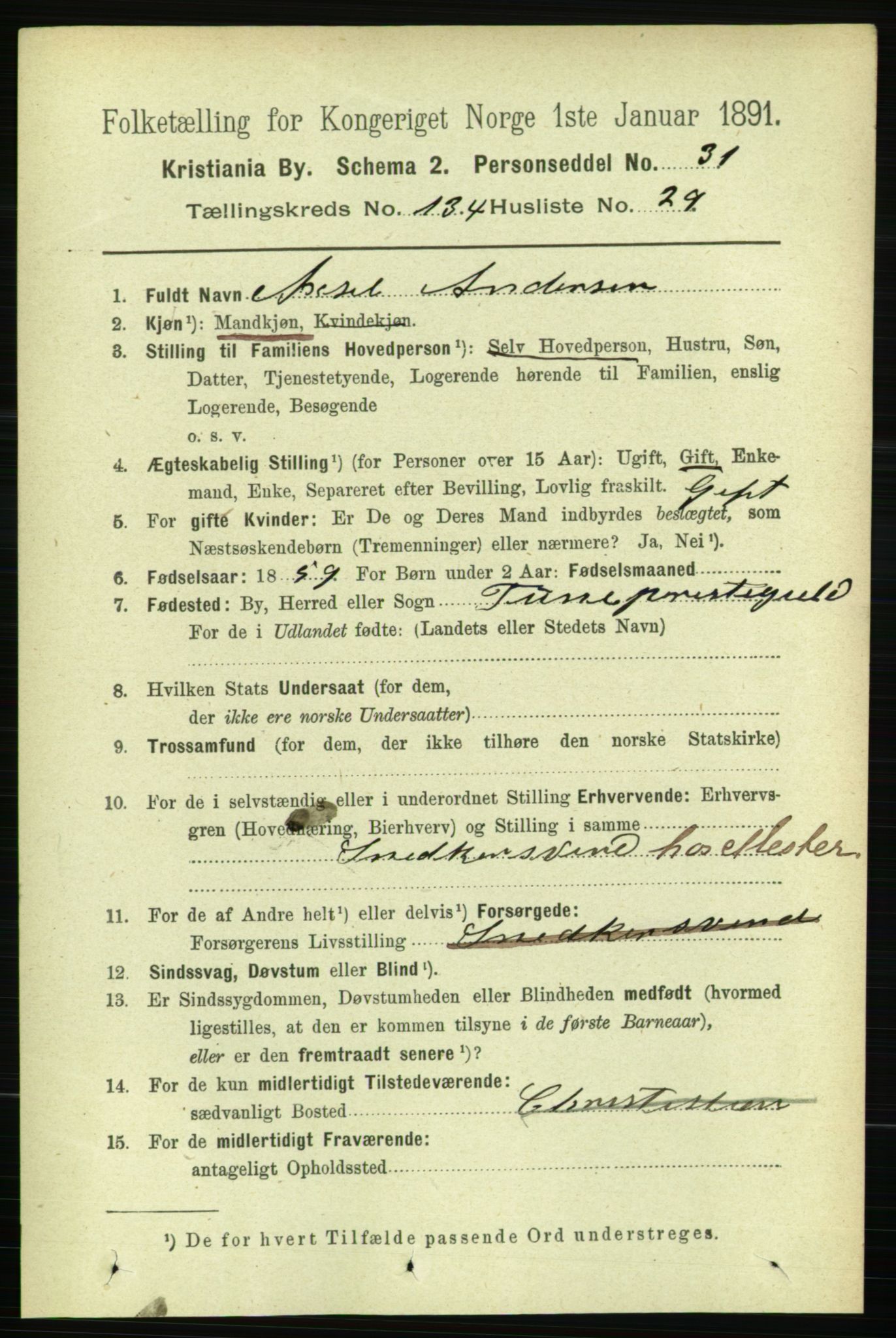 RA, 1891 census for 0301 Kristiania, 1891, p. 74084