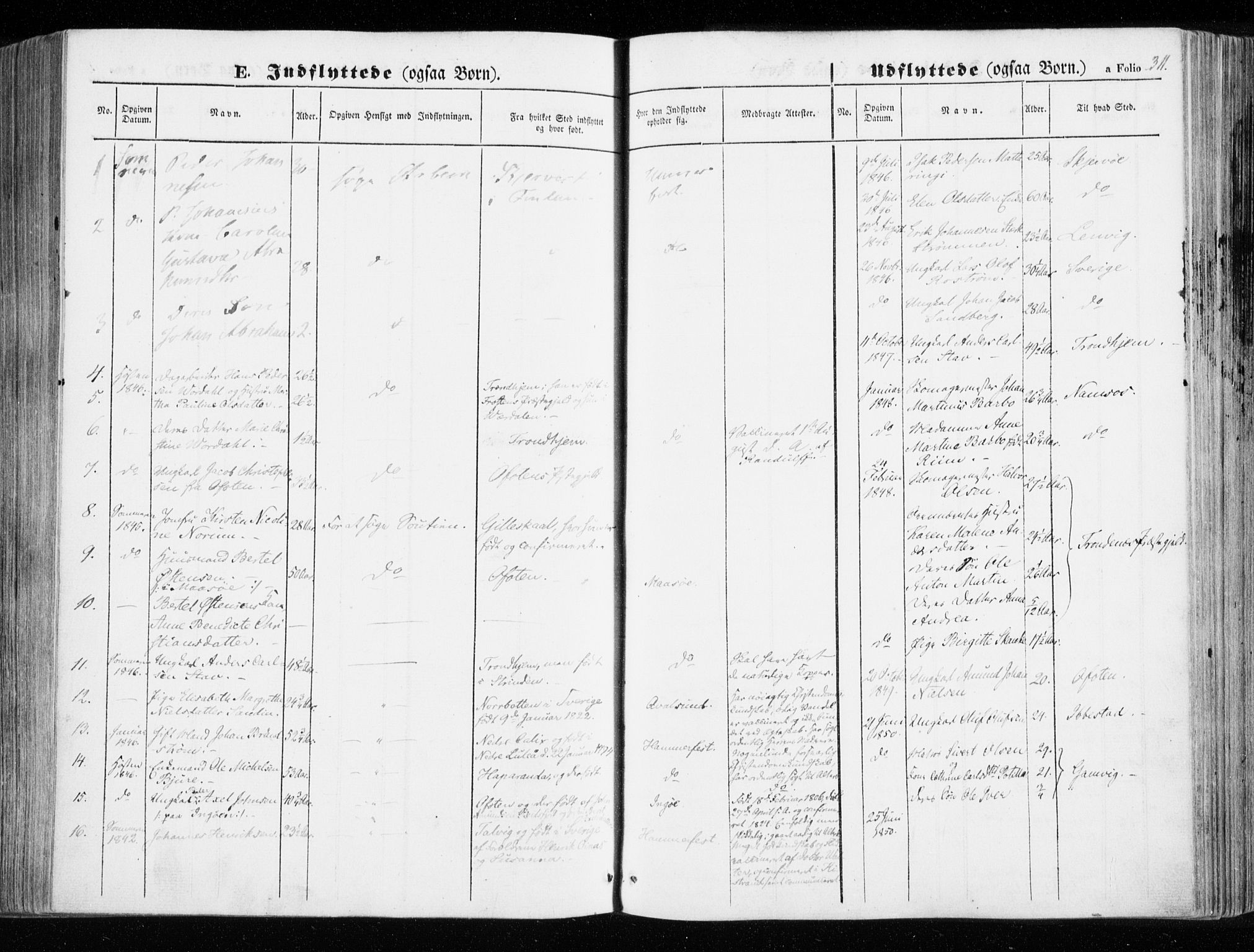 Hammerfest sokneprestkontor, SATØ/S-1347/H/Ha/L0004.kirke: Parish register (official) no. 4, 1843-1856, p. 311