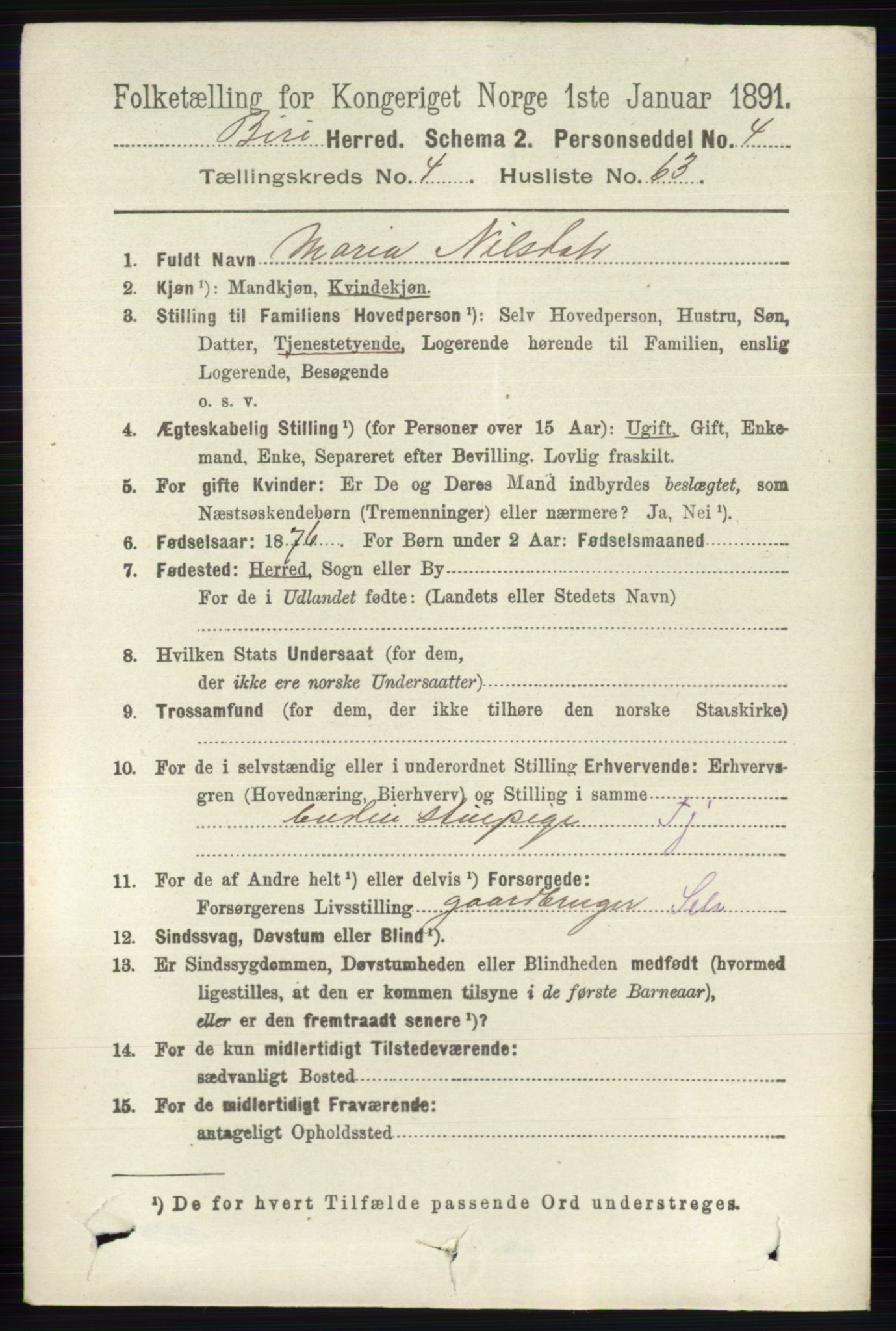 RA, 1891 census for 0525 Biri, 1891, p. 1725