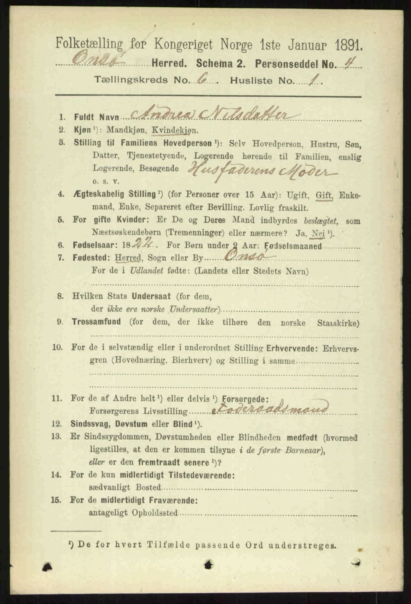 RA, 1891 census for 0134 Onsøy, 1891, p. 5065