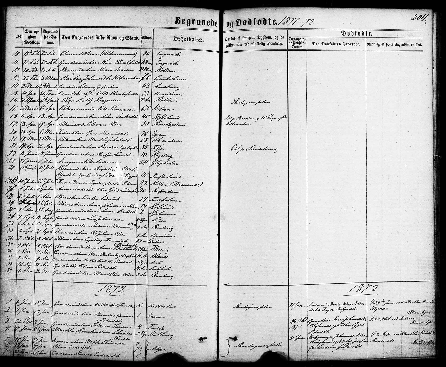 Fitjar sokneprestembete, AV/SAB-A-99926: Parish register (official) no. A 1, 1862-1881, p. 204