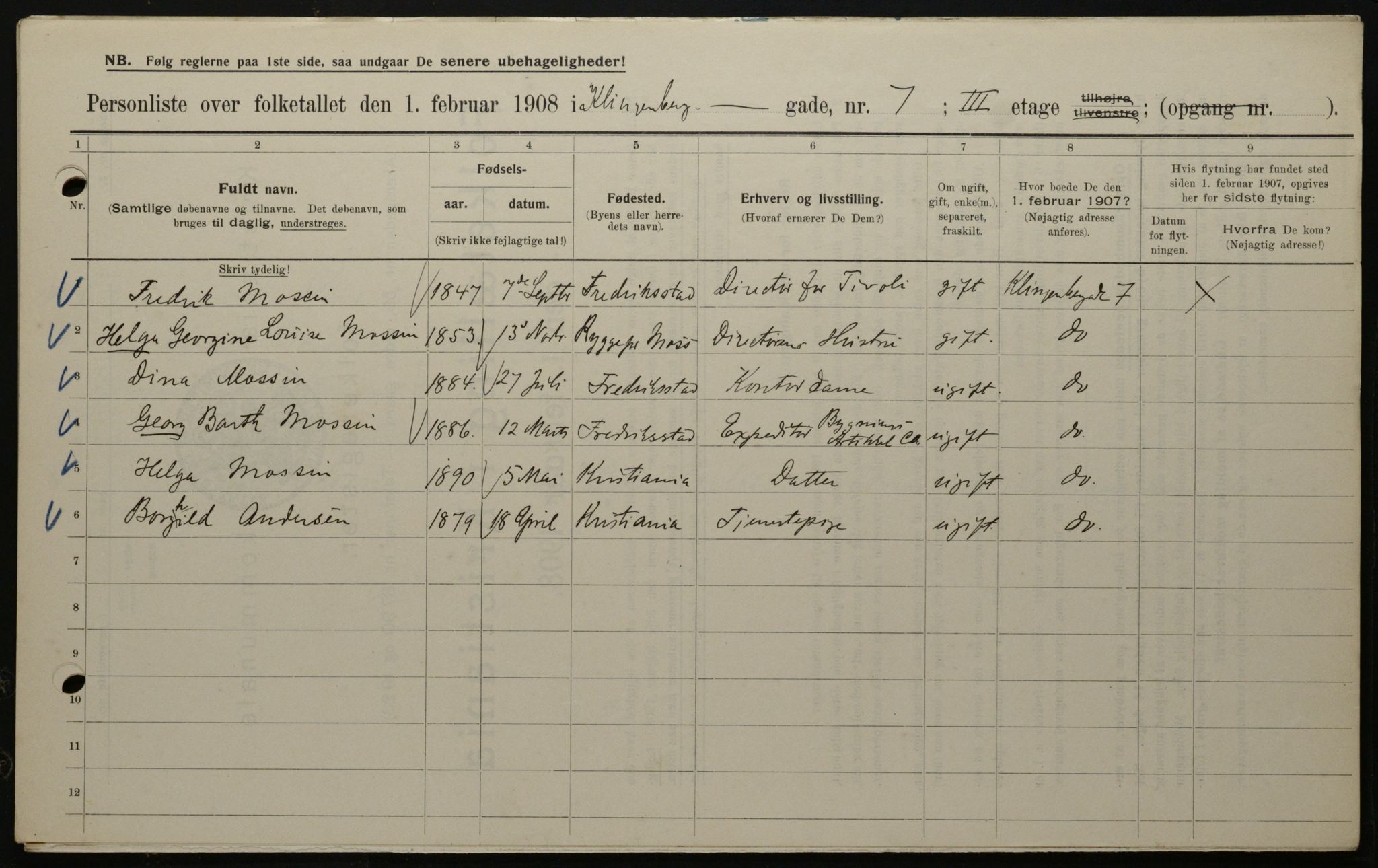 OBA, Municipal Census 1908 for Kristiania, 1908, p. 46352