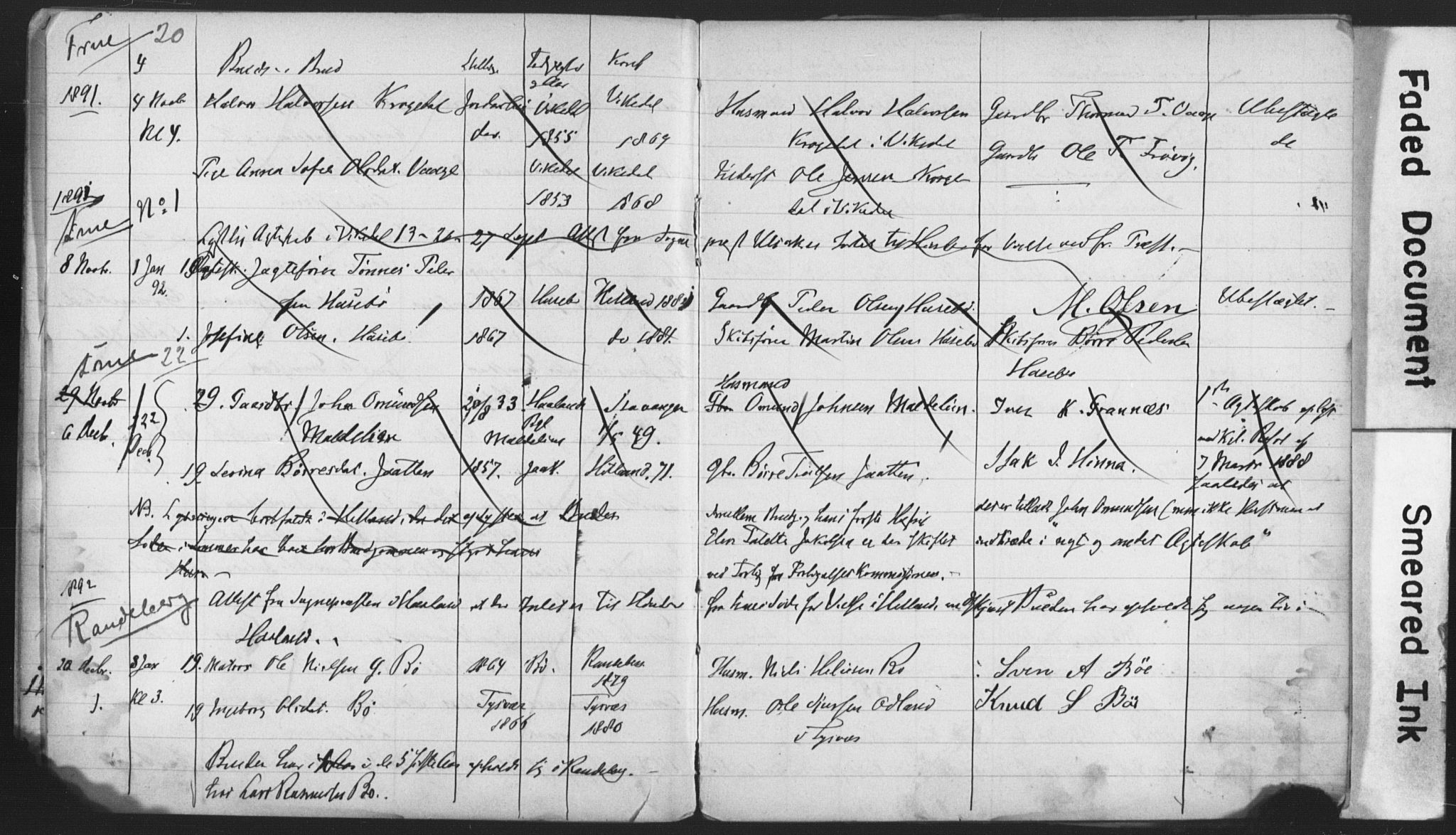 Hetland sokneprestkontor, AV/SAST-A-101826/70/705BA/L0002: Banns register no. 2, 1890-1898