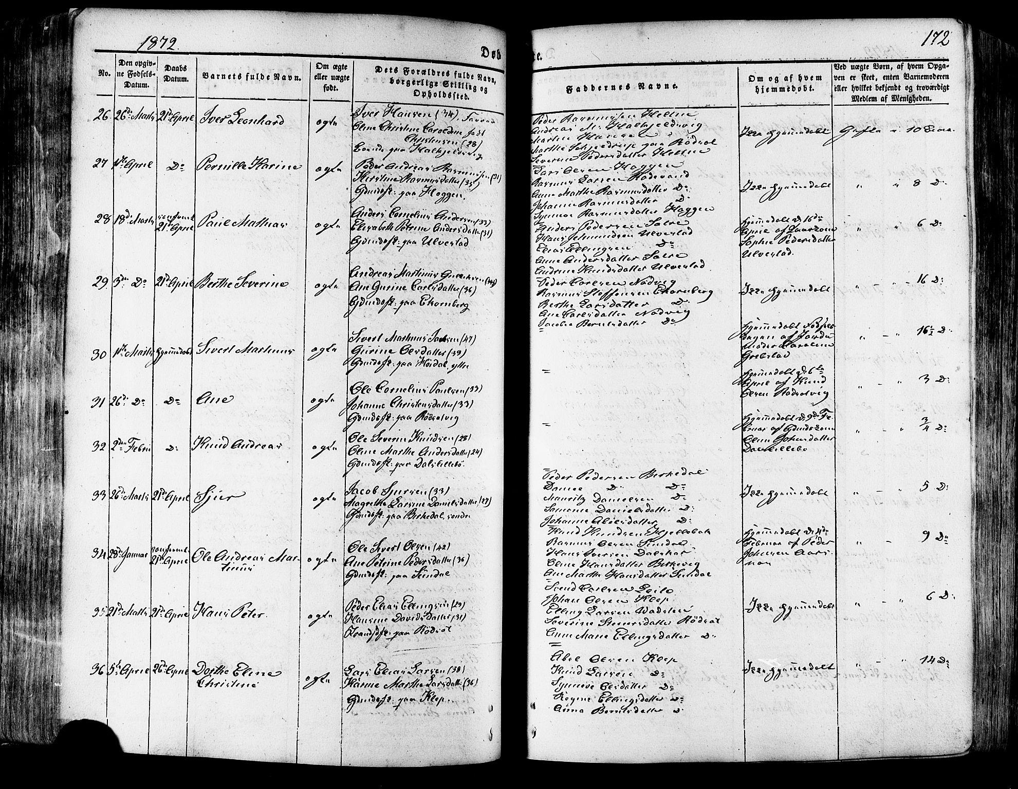 Ministerialprotokoller, klokkerbøker og fødselsregistre - Møre og Romsdal, AV/SAT-A-1454/511/L0140: Parish register (official) no. 511A07, 1851-1878, p. 172