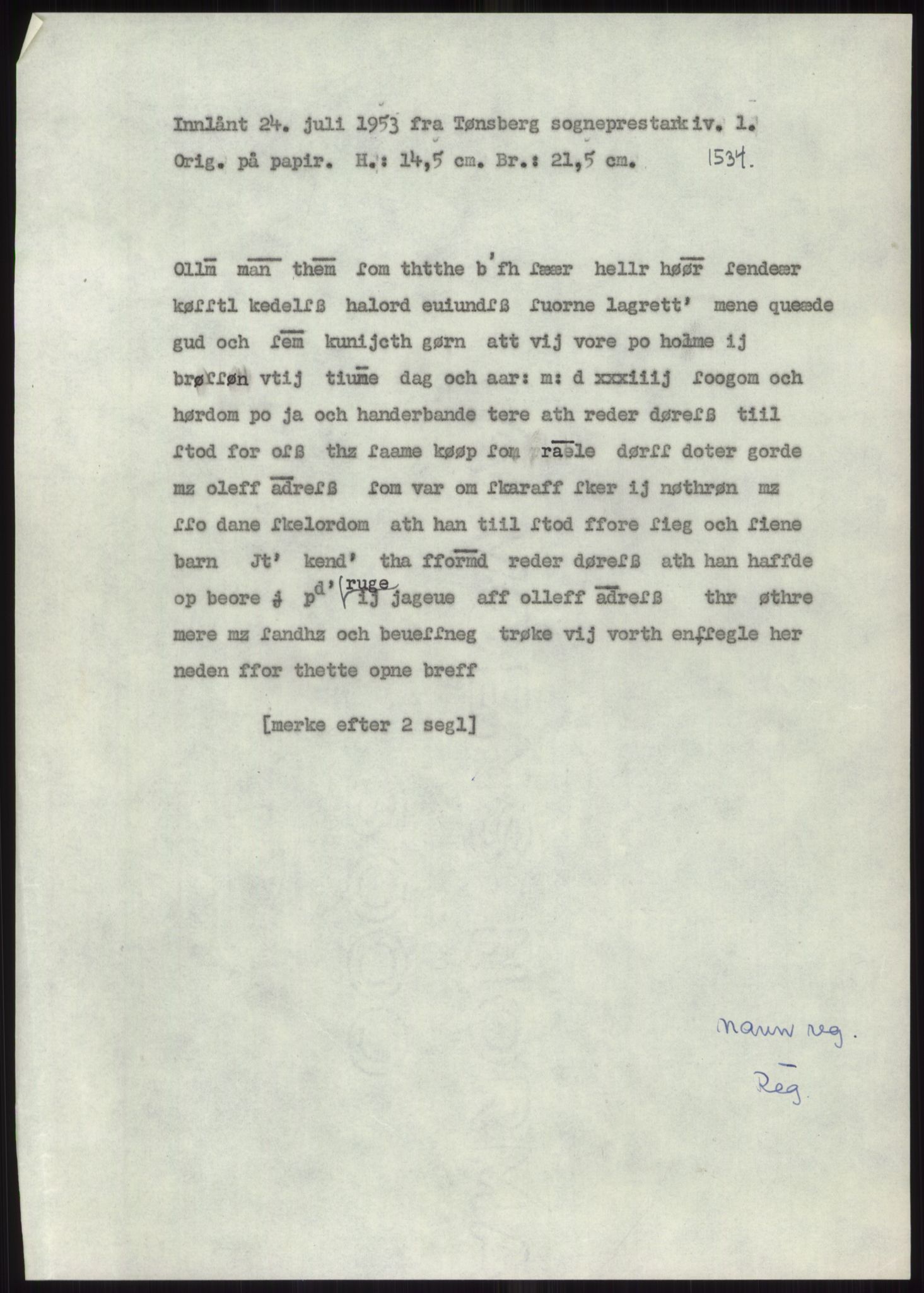 Samlinger til kildeutgivelse, Diplomavskriftsamlingen, RA/EA-4053/H/Ha, p. 1003