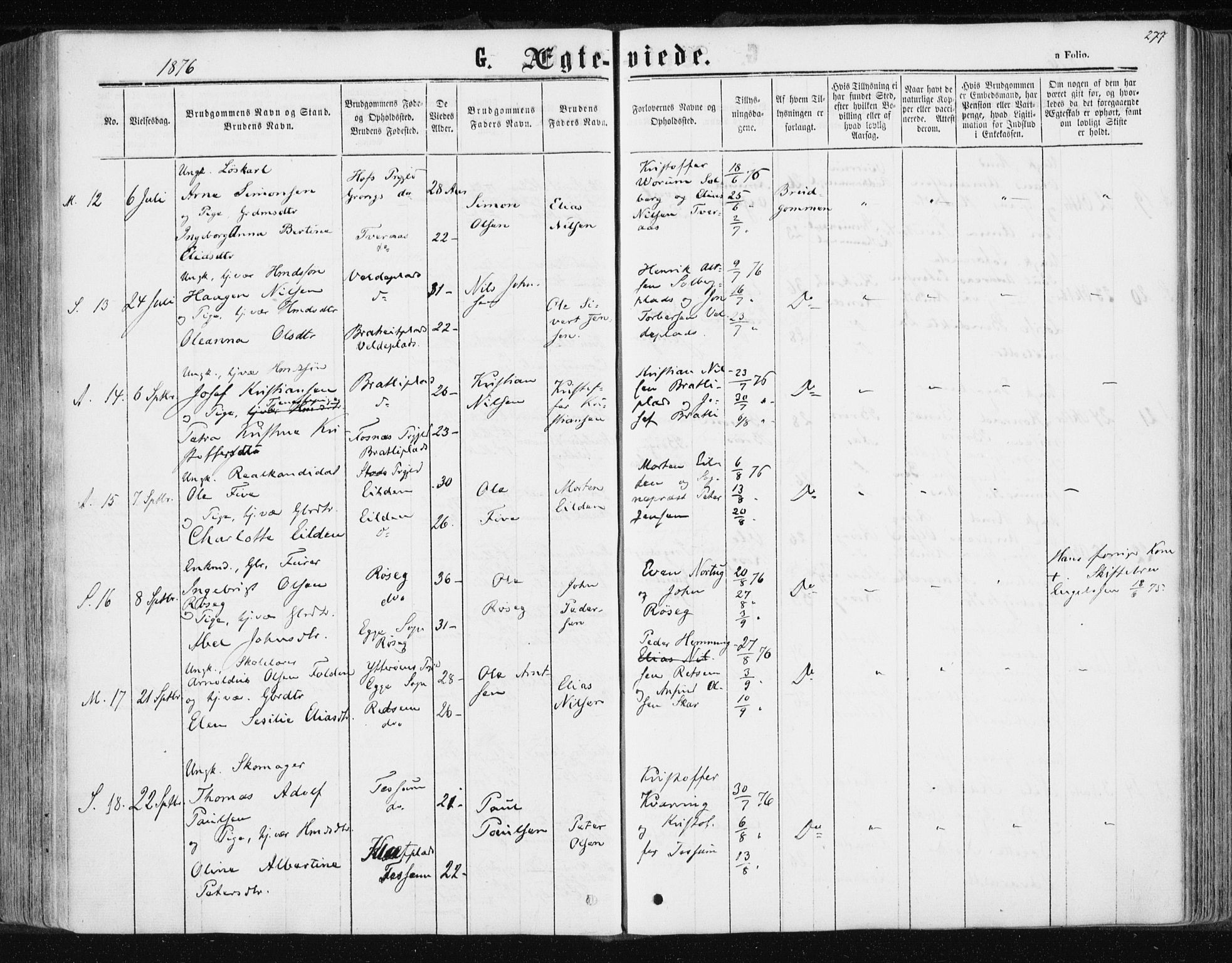 Ministerialprotokoller, klokkerbøker og fødselsregistre - Nord-Trøndelag, SAT/A-1458/741/L0394: Parish register (official) no. 741A08, 1864-1877, p. 277