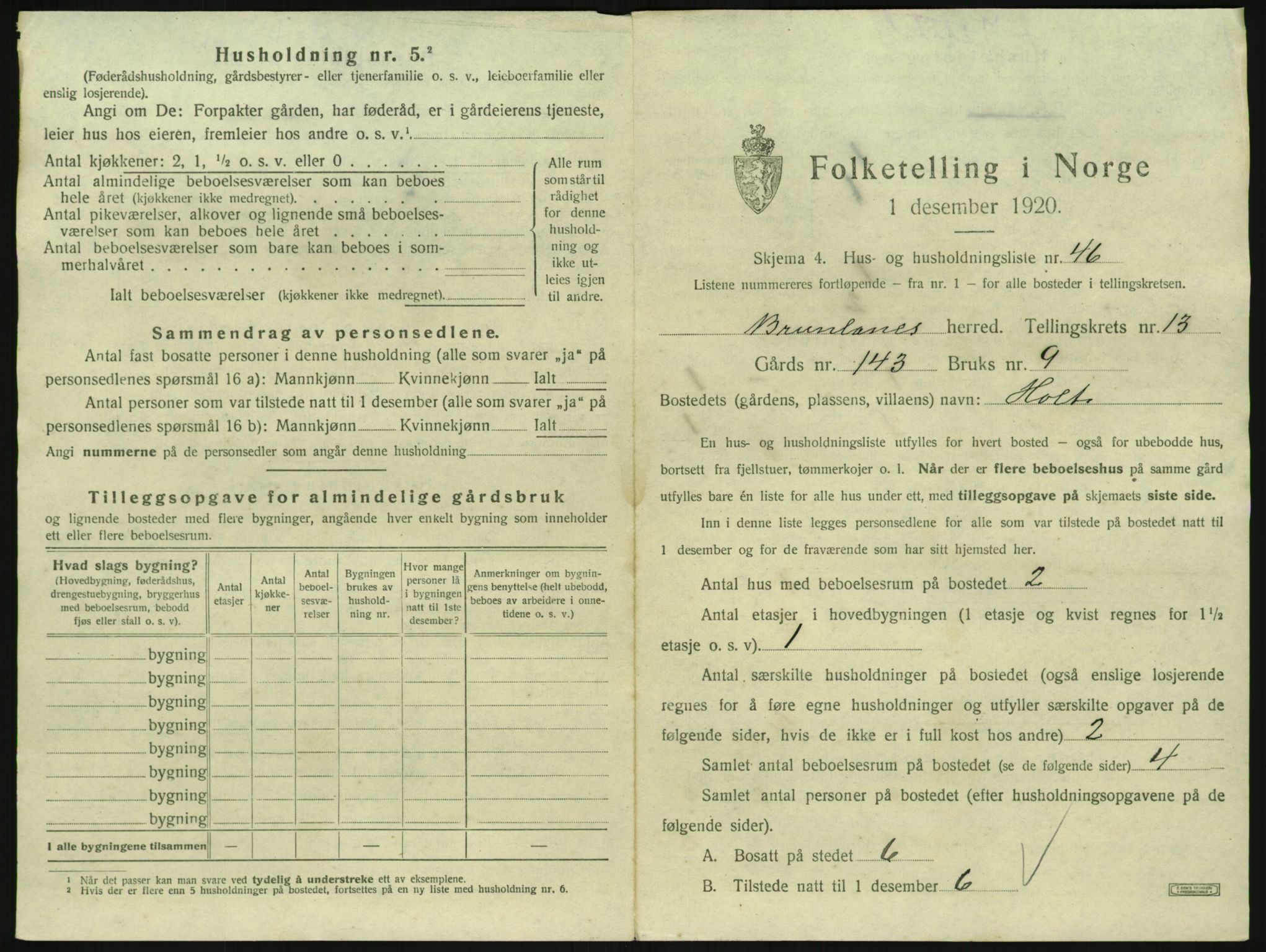SAKO, 1920 census for Brunlanes, 1920, p. 1841