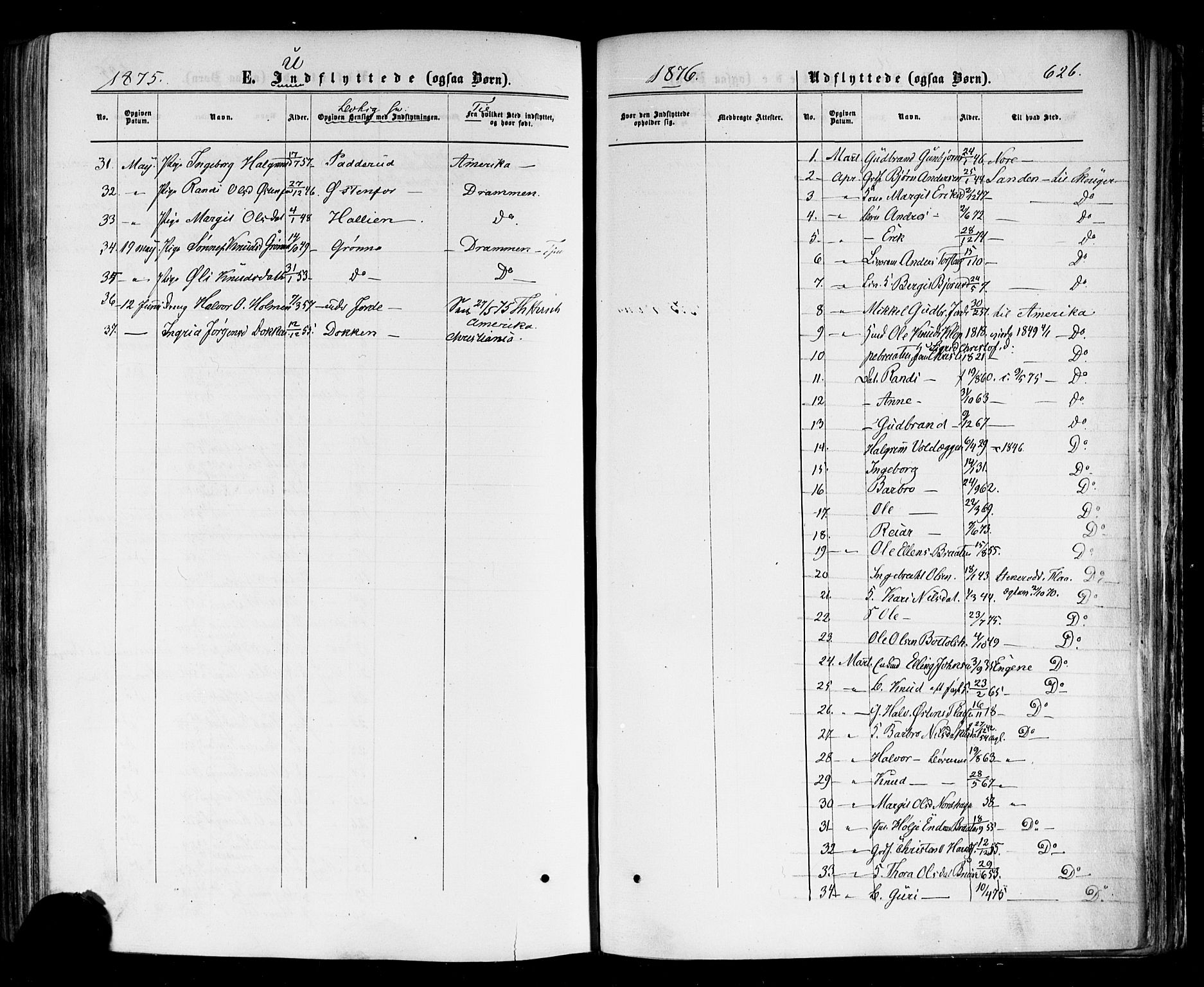 Nes kirkebøker, SAKO/A-236/F/Fa/L0010: Parish register (official) no. 10, 1864-1880, p. 626