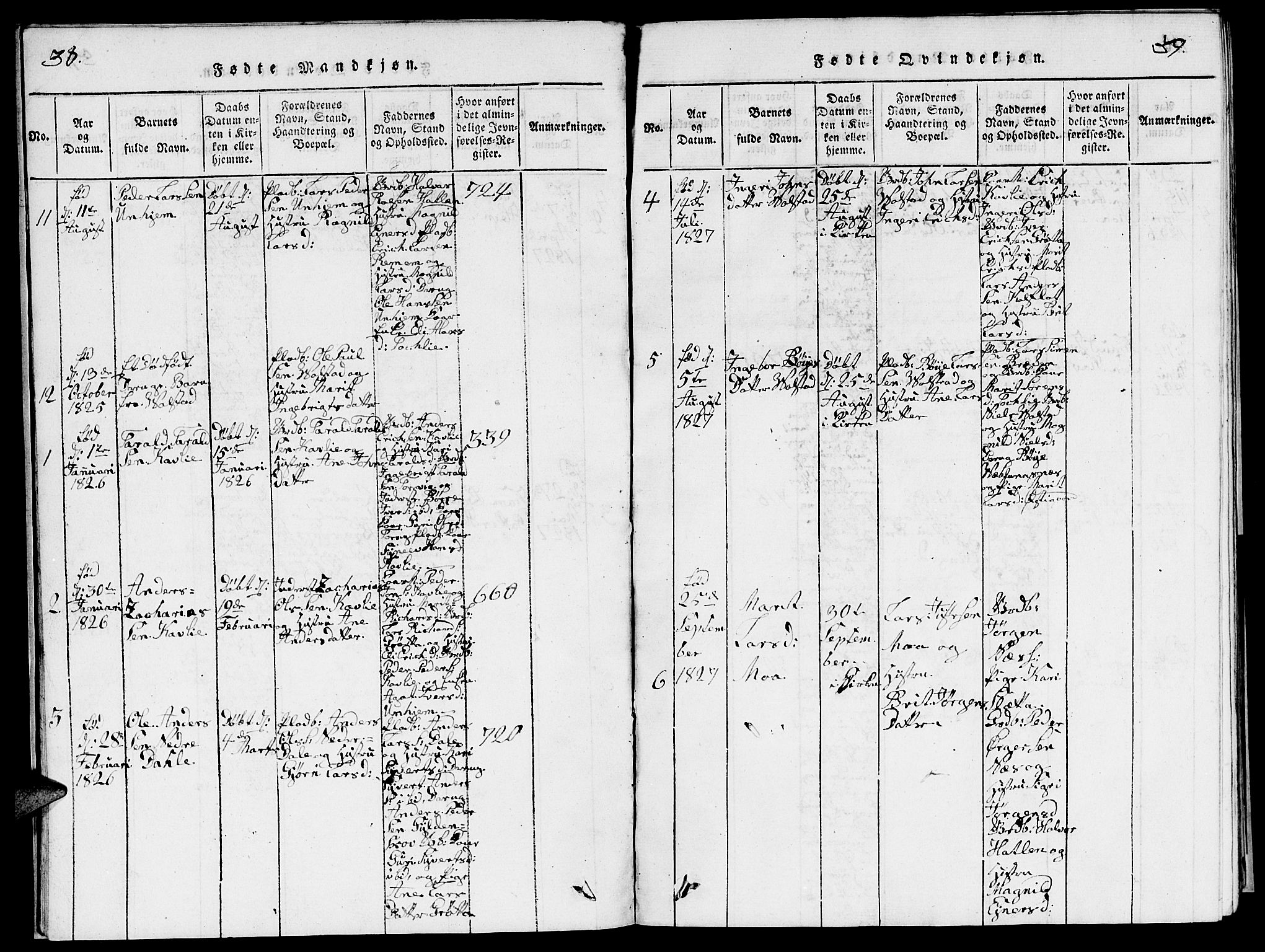 Ministerialprotokoller, klokkerbøker og fødselsregistre - Møre og Romsdal, AV/SAT-A-1454/545/L0587: Parish register (copy) no. 545C01, 1818-1836, p. 38-39