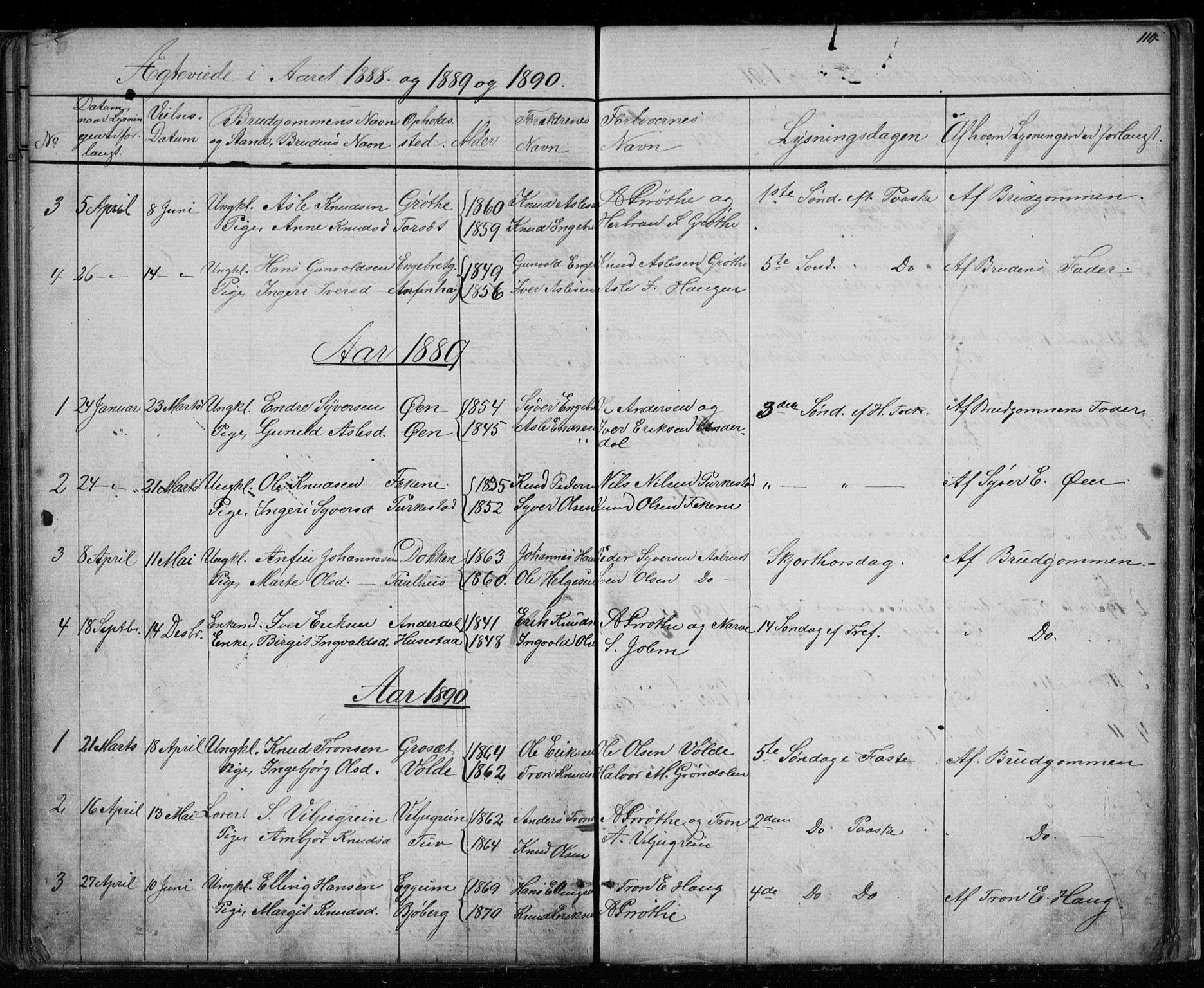 Gol kirkebøker, AV/SAKO-A-226/G/Gb/L0005: Parish register (copy) no. II 5, 1875-1891, p. 110