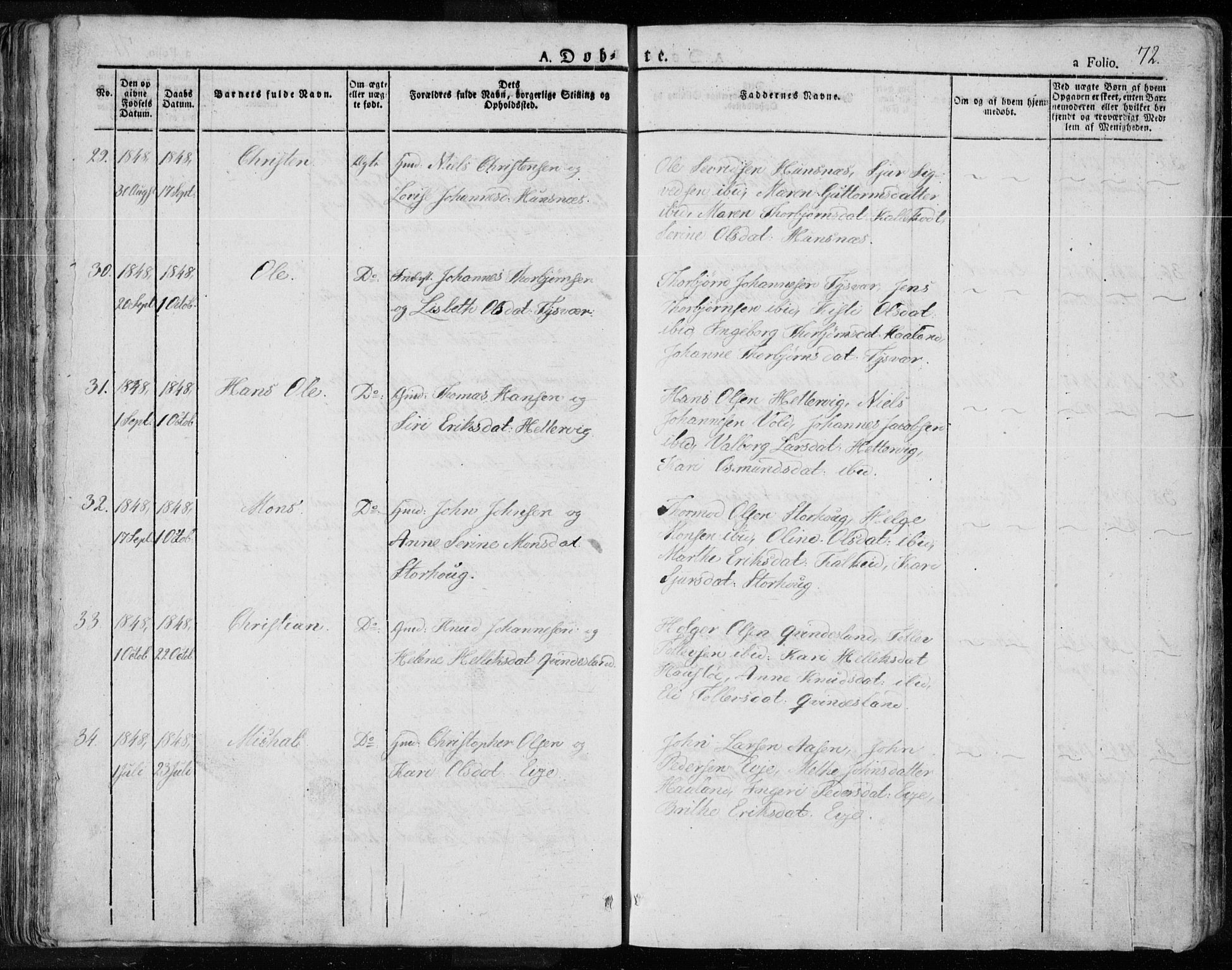 Tysvær sokneprestkontor, AV/SAST-A -101864/H/Ha/Haa/L0001: Parish register (official) no. A 1.1, 1831-1856, p. 72