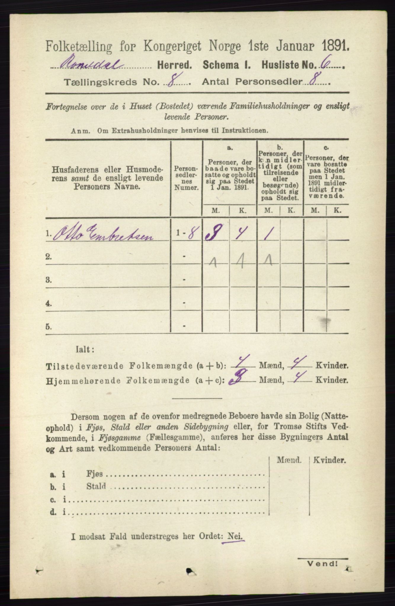 RA, 1891 census for 0416 Romedal, 1891, p. 3914