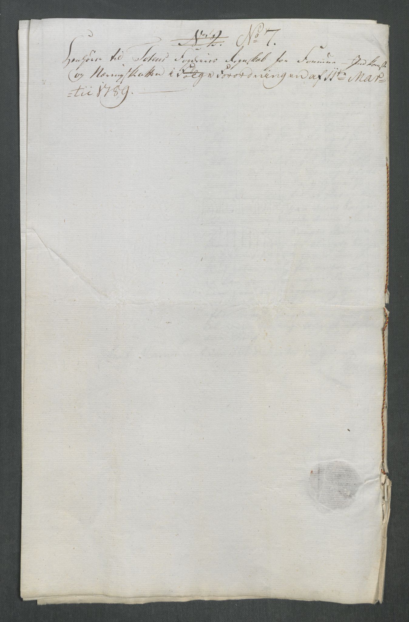 Rentekammeret inntil 1814, Reviderte regnskaper, Mindre regnskaper, AV/RA-EA-4068/Rf/Rfe/L0050: Sunnmøre fogderi, Toten fogderi, 1789, p. 168