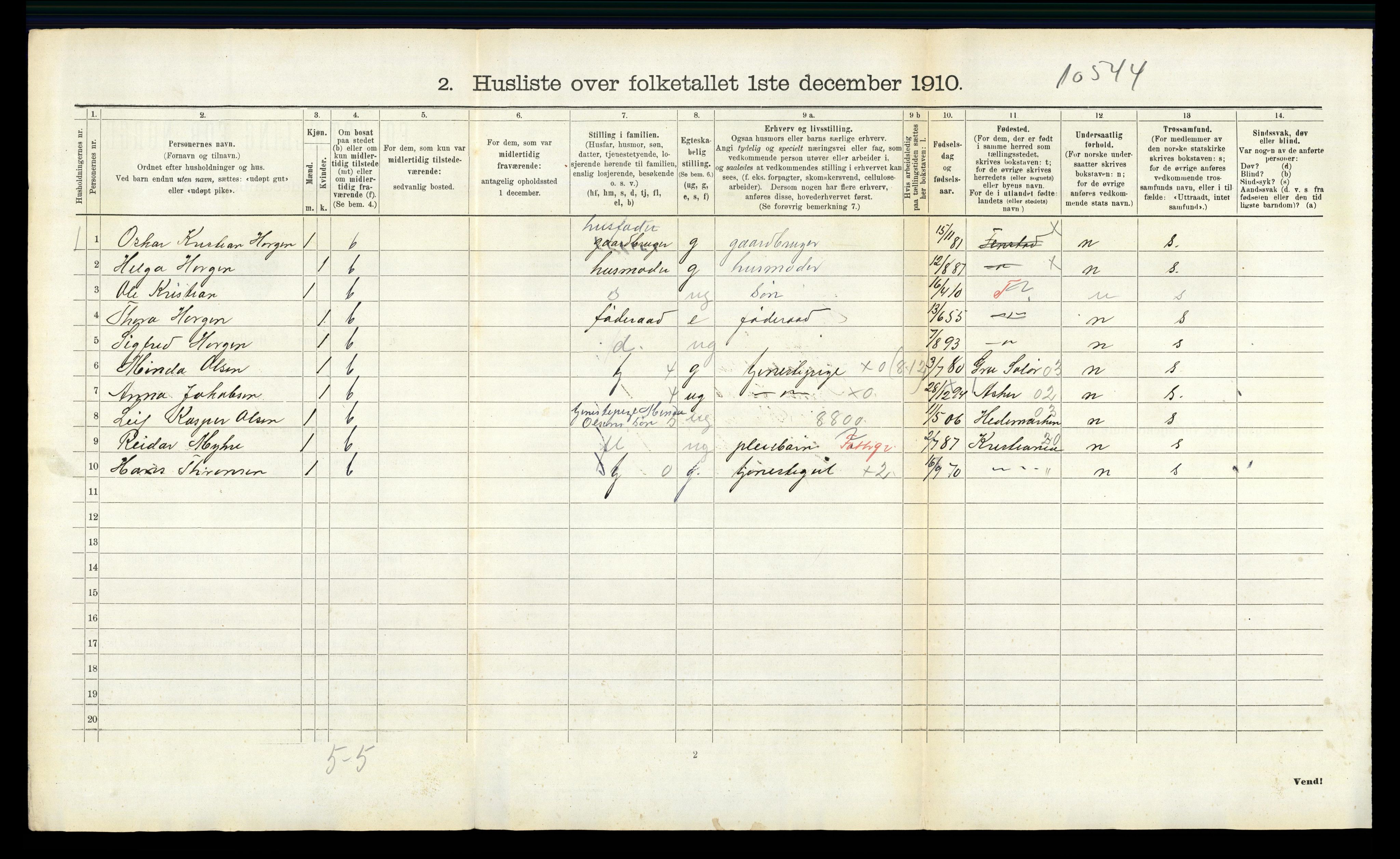 RA, 1910 census for Nes, 1910, p. 393