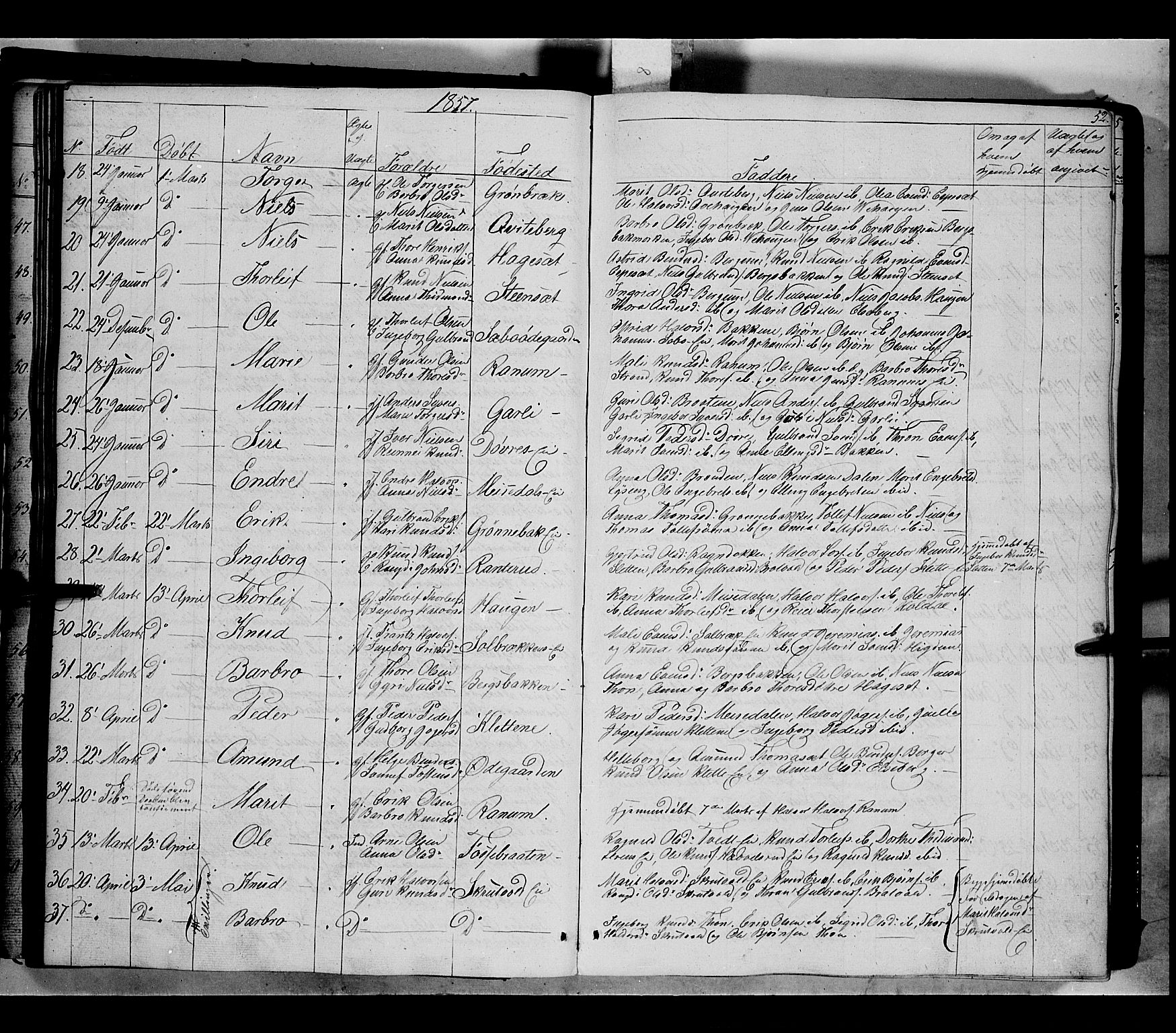 Nord-Aurdal prestekontor, SAH/PREST-132/H/Ha/Haa/L0007: Parish register (official) no. 7, 1842-1863, p. 52