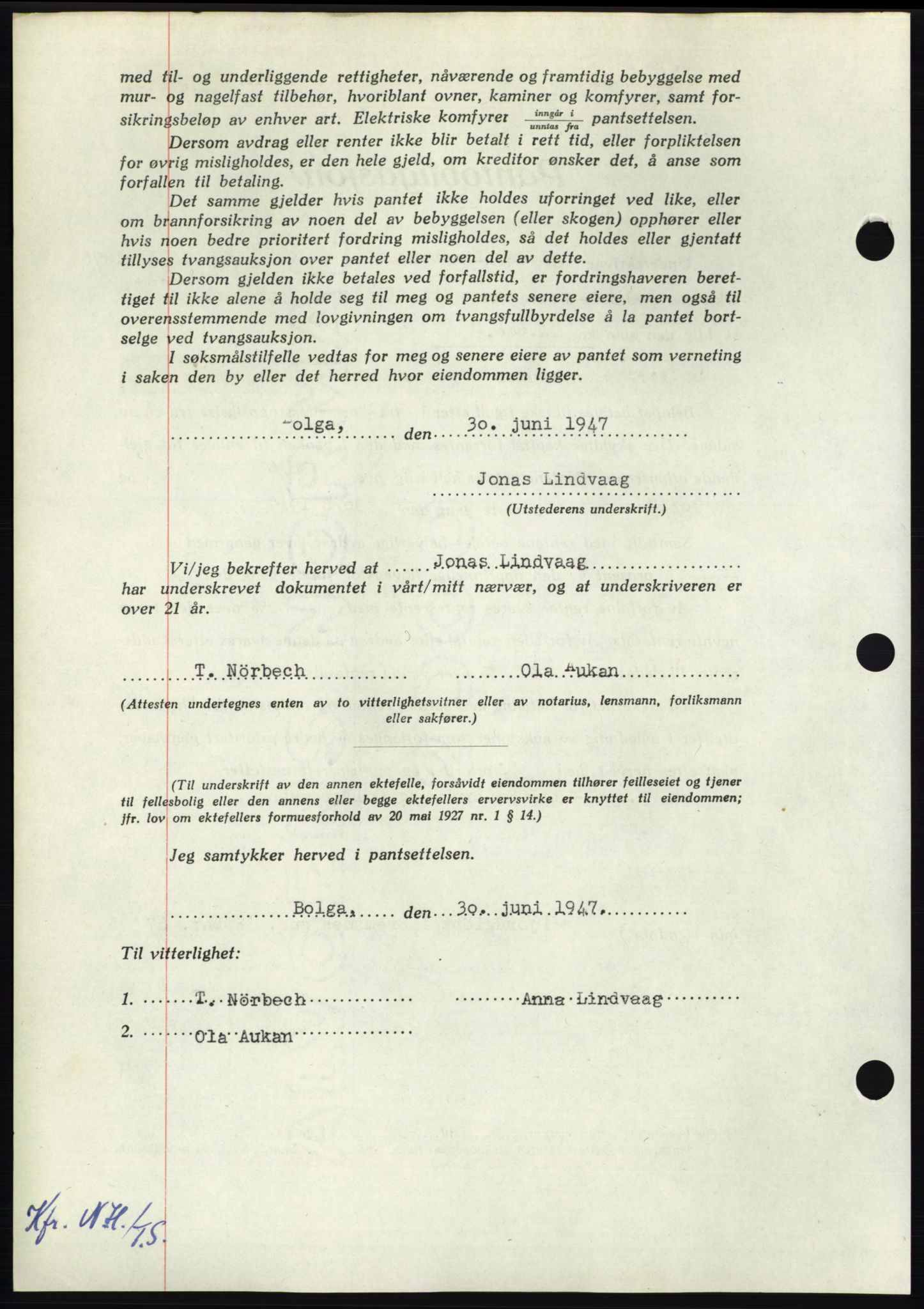 Nordmøre sorenskriveri, AV/SAT-A-4132/1/2/2Ca: Mortgage book no. B96, 1947-1947, Diary no: : 1495/1947