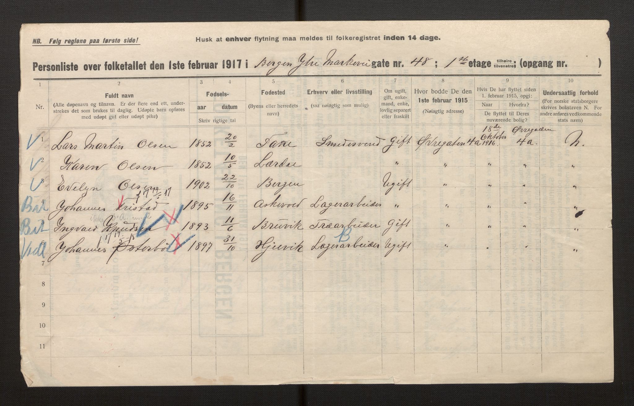 SAB, Municipal Census 1917 for Bergen, 1917, p. 23630