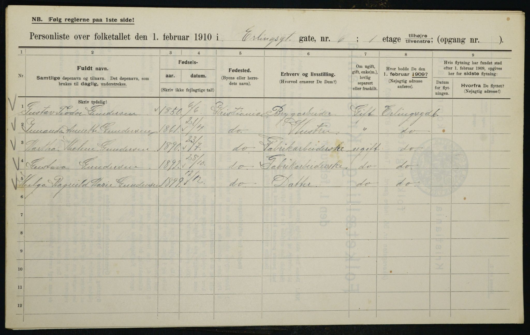 OBA, Municipal Census 1910 for Kristiania, 1910, p. 20675