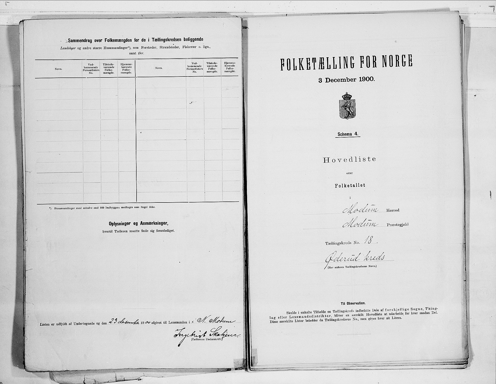 RA, 1900 census for Modum, 1900, p. 44