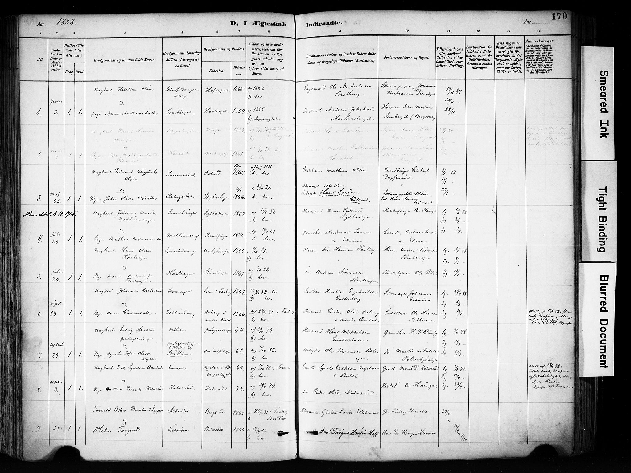 Biri prestekontor, SAH/PREST-096/H/Ha/Haa/L0009: Parish register (official) no. 9, 1887-1900, p. 170