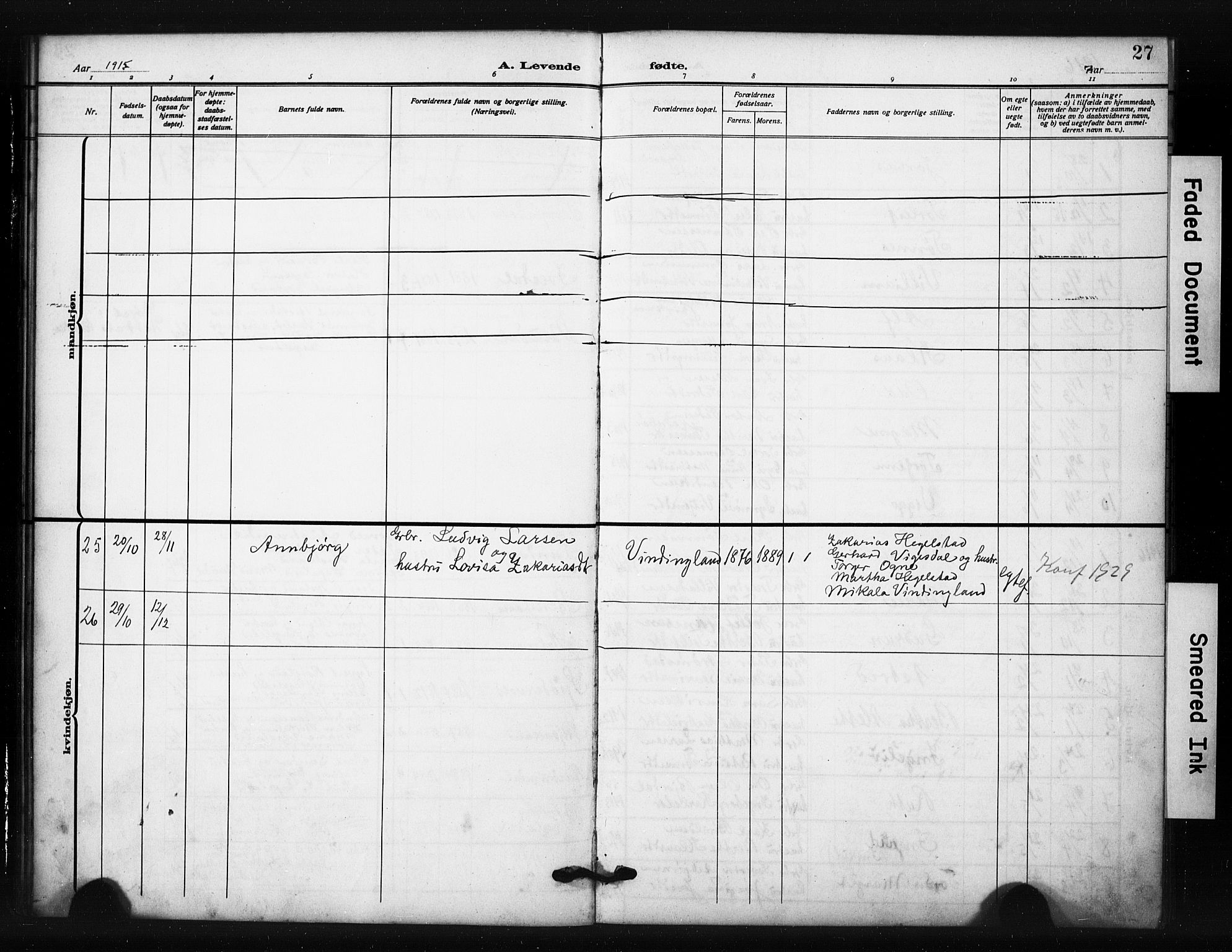 Helleland sokneprestkontor, AV/SAST-A-101810: Parish register (copy) no. B 6, 1909-1923, p. 27