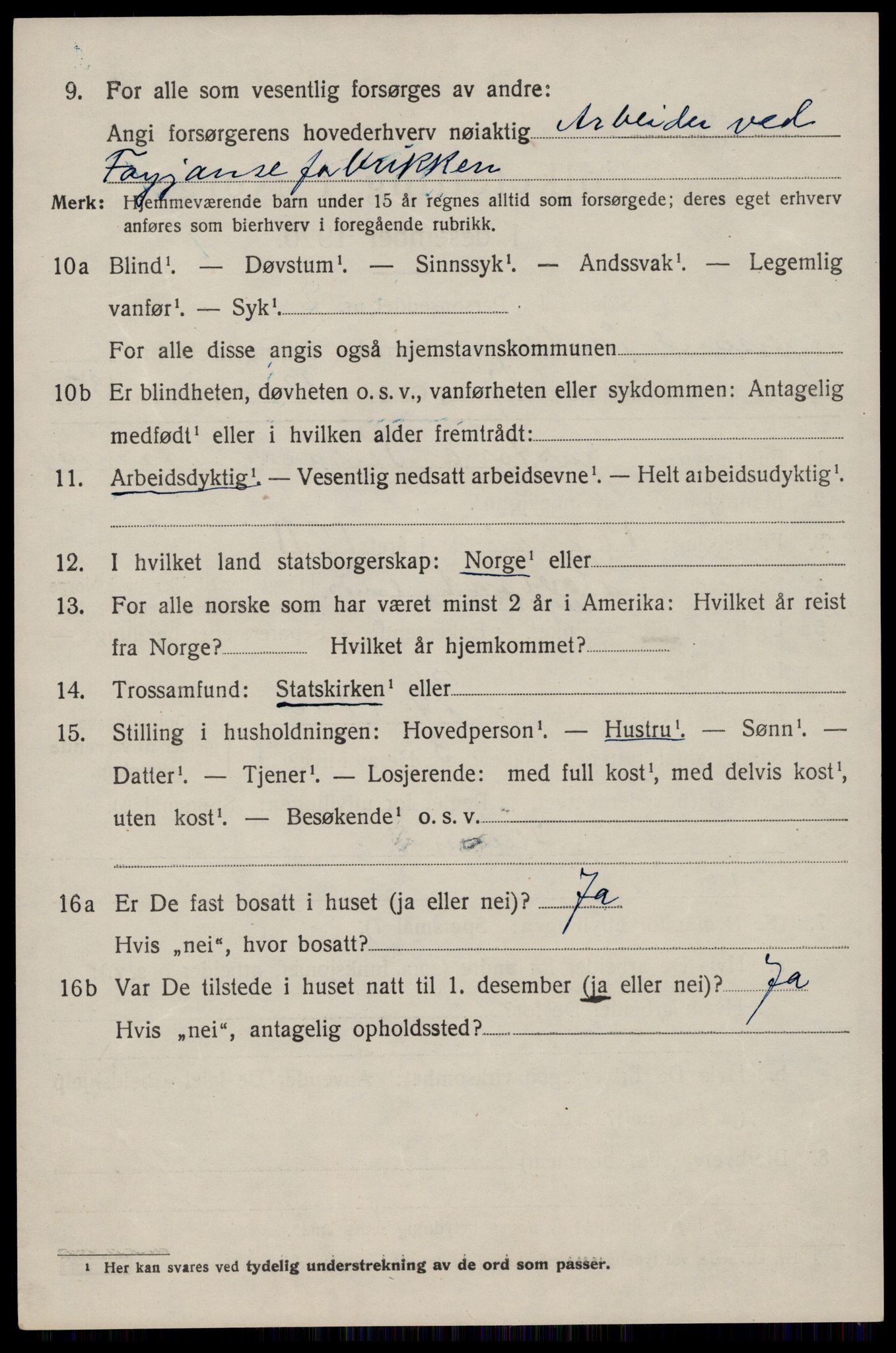 SAST, 1920 census for Eigersund, 1920, p. 2888