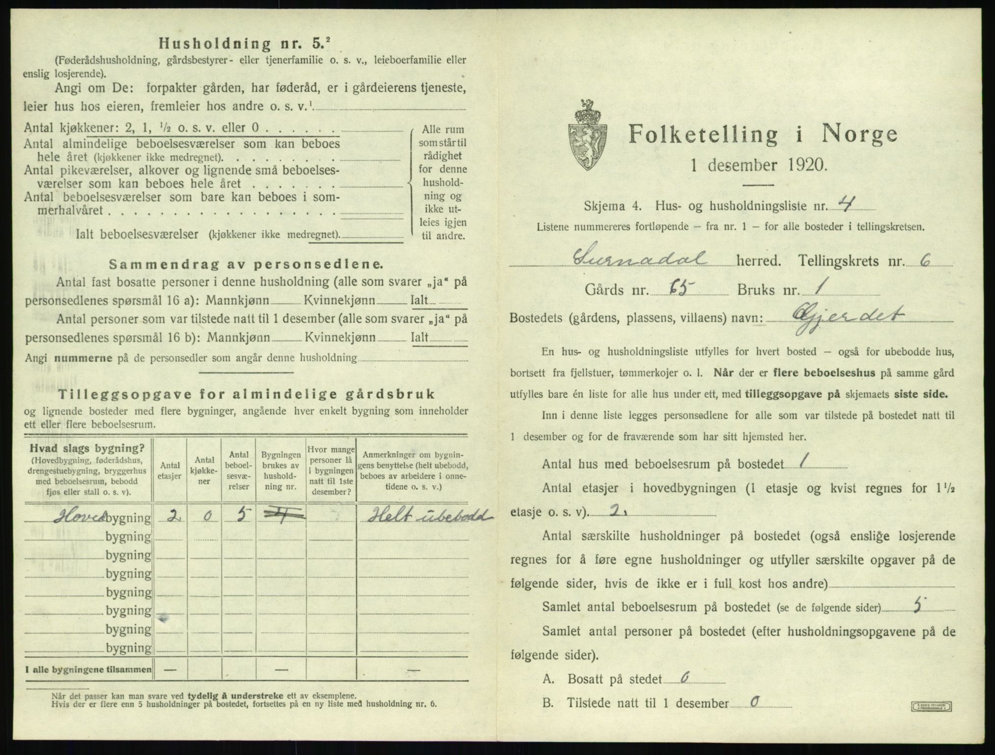 SAT, 1920 census for Surnadal, 1920, p. 599