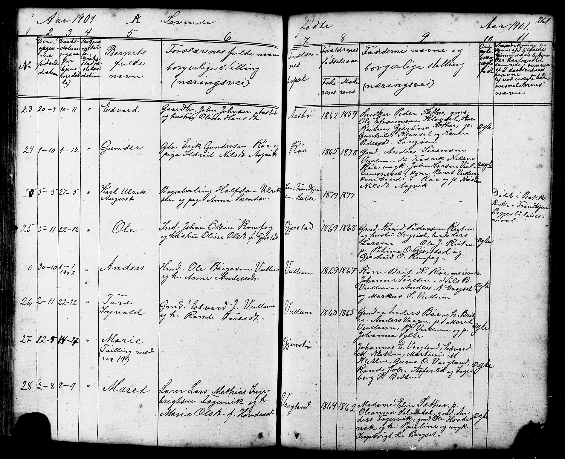 Ministerialprotokoller, klokkerbøker og fødselsregistre - Møre og Romsdal, AV/SAT-A-1454/576/L0890: Parish register (copy) no. 576C01, 1837-1908, p. 261