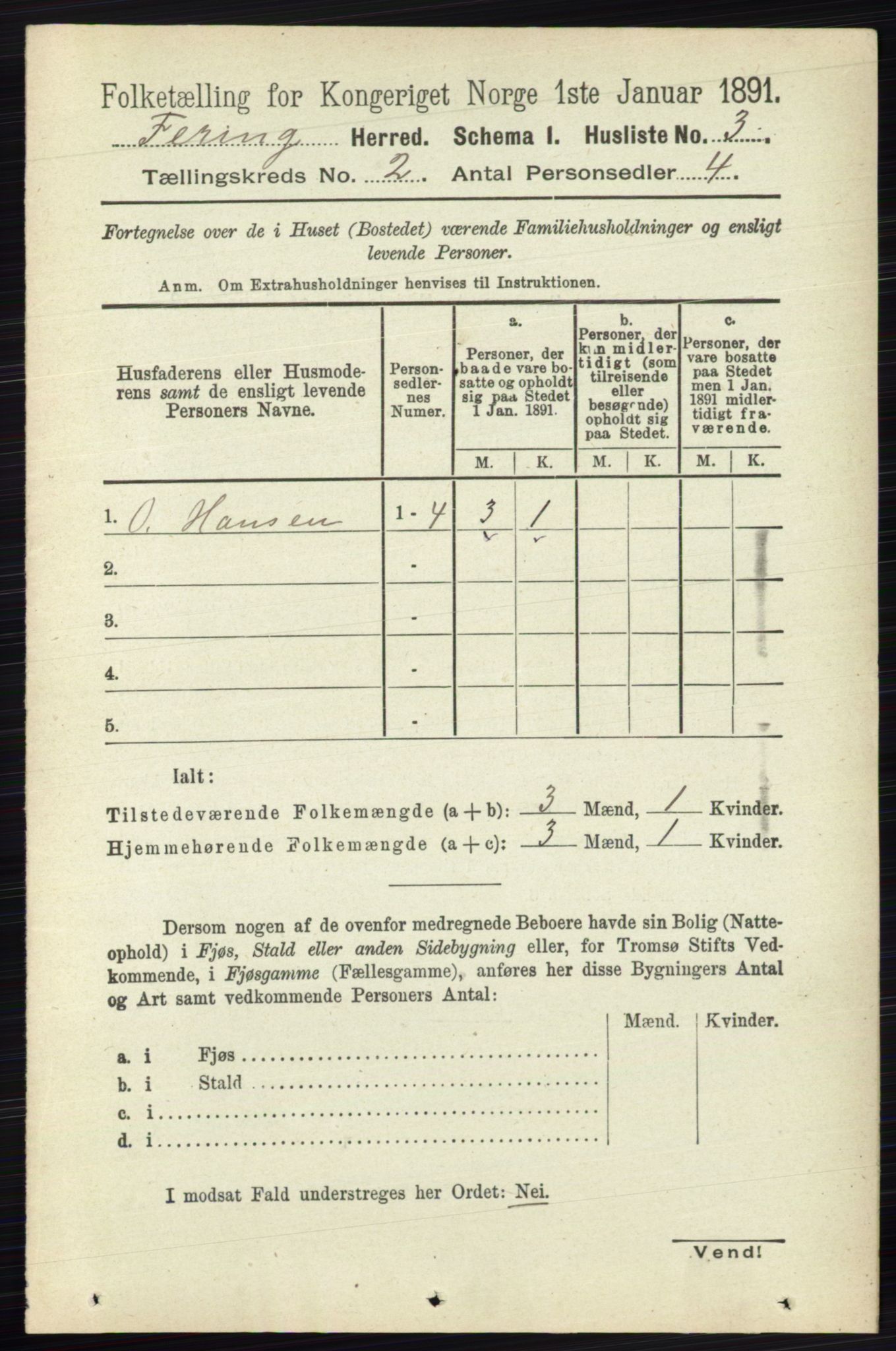 RA, 1891 census for 0240 Feiring, 1891, p. 672