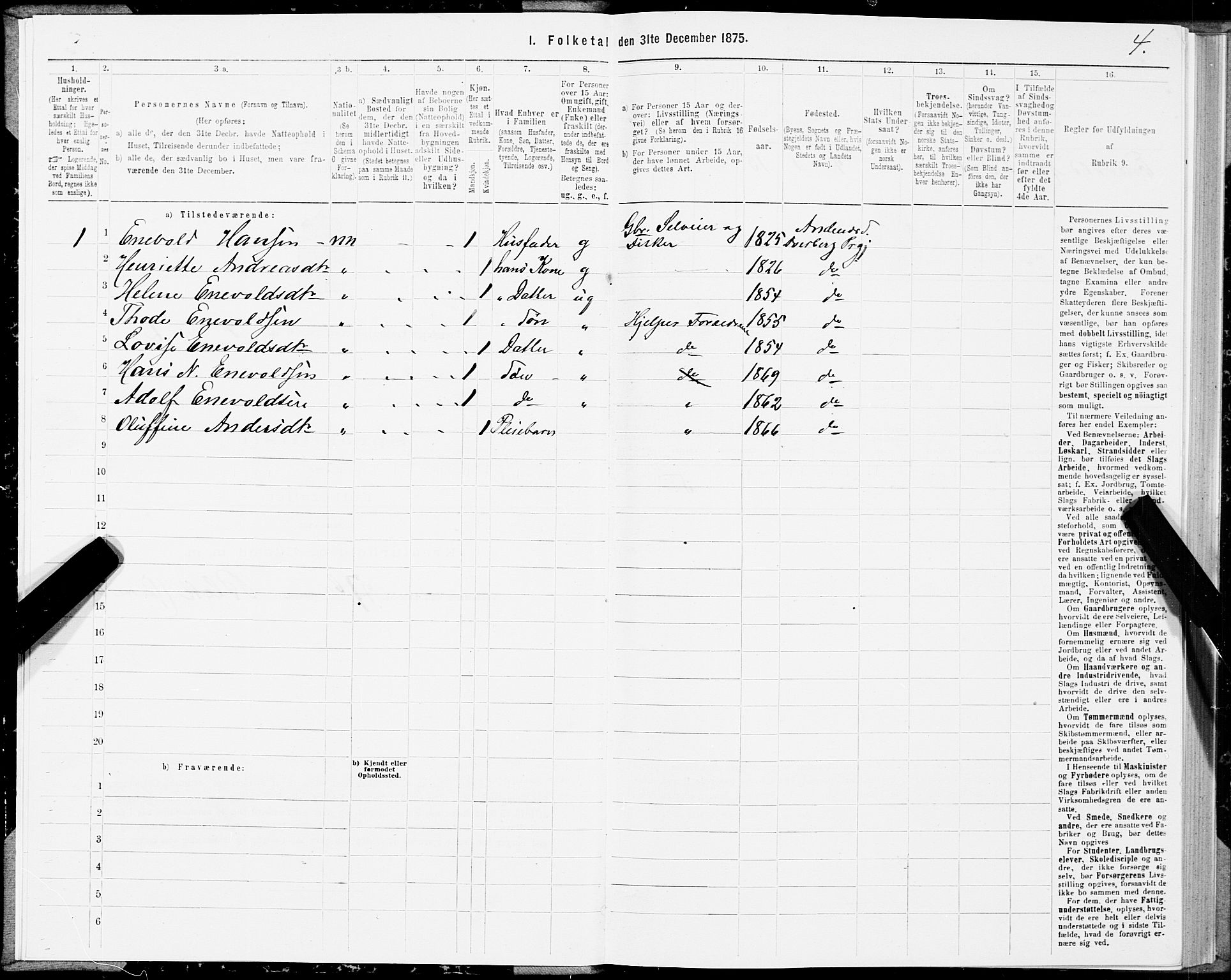 SAT, 1875 census for 1872P Dverberg, 1875, p. 3004