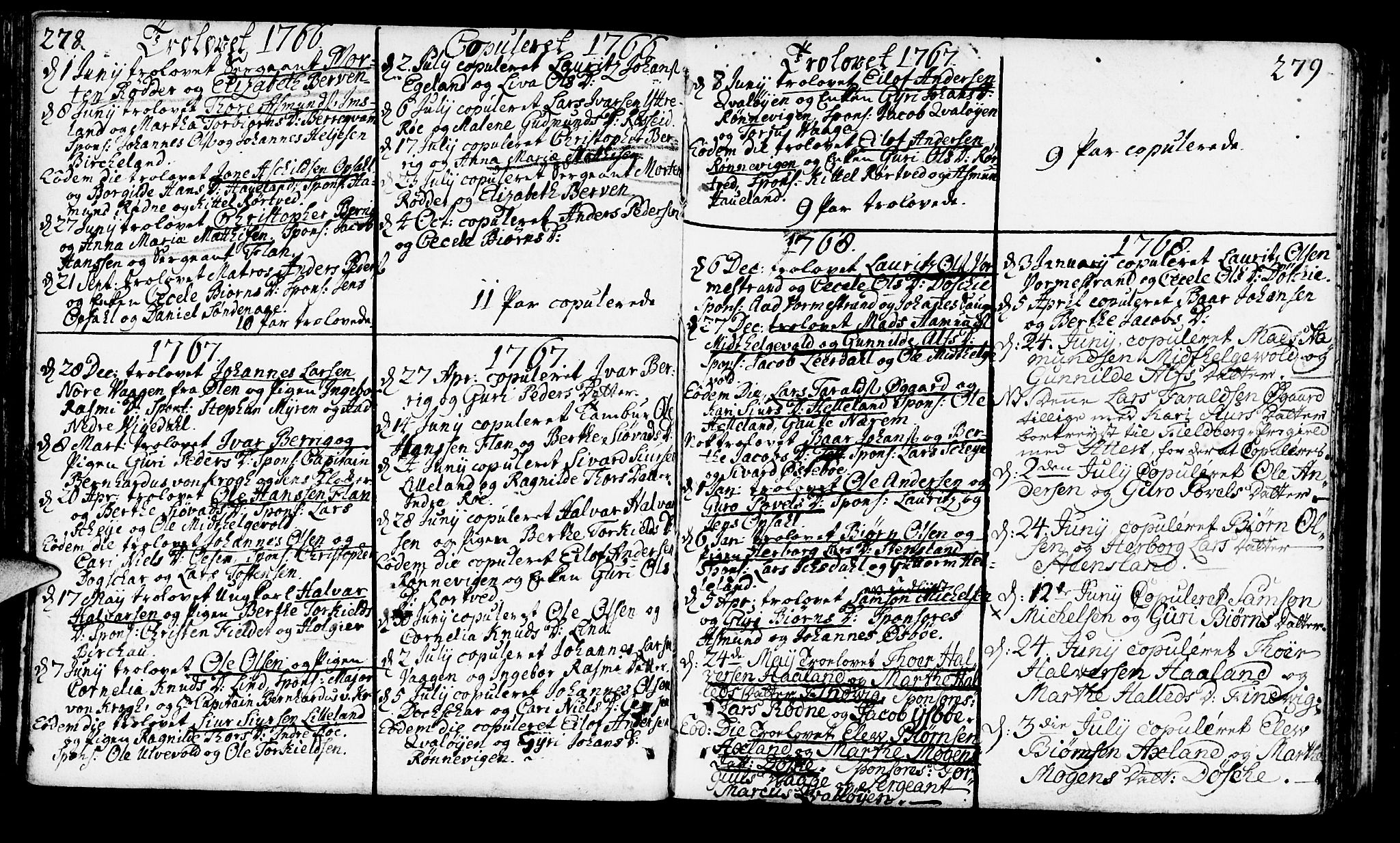 Vikedal sokneprestkontor, AV/SAST-A-101840/01/IV: Parish register (official) no. A 1, 1737-1778, p. 278-279