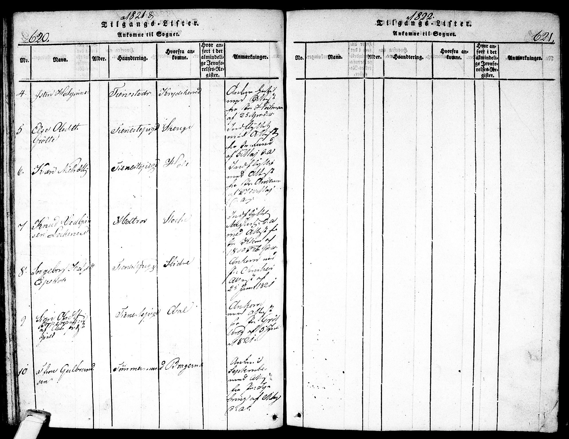Nes kirkebøker, SAKO/A-236/F/Fa/L0007: Parish register (official) no. 7, 1815-1823, p. 620-621