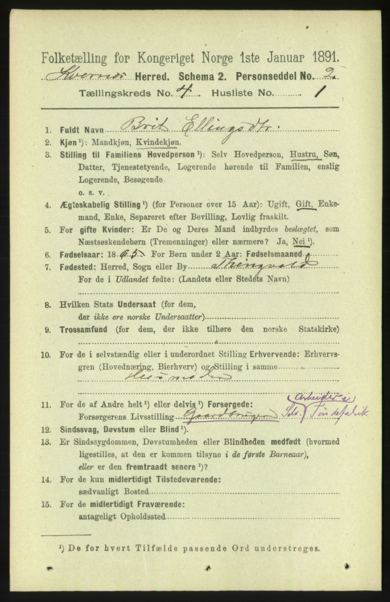 RA, 1891 census for 1553 Kvernes, 1891, p. 1732