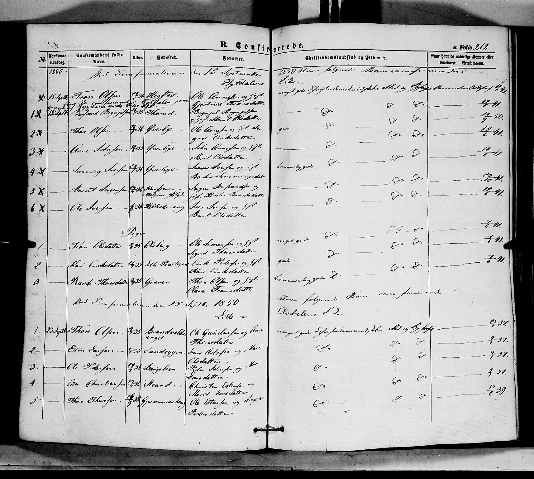 Tynset prestekontor, AV/SAH-PREST-058/H/Ha/Haa/L0020: Parish register (official) no. 20, 1848-1862, p. 212