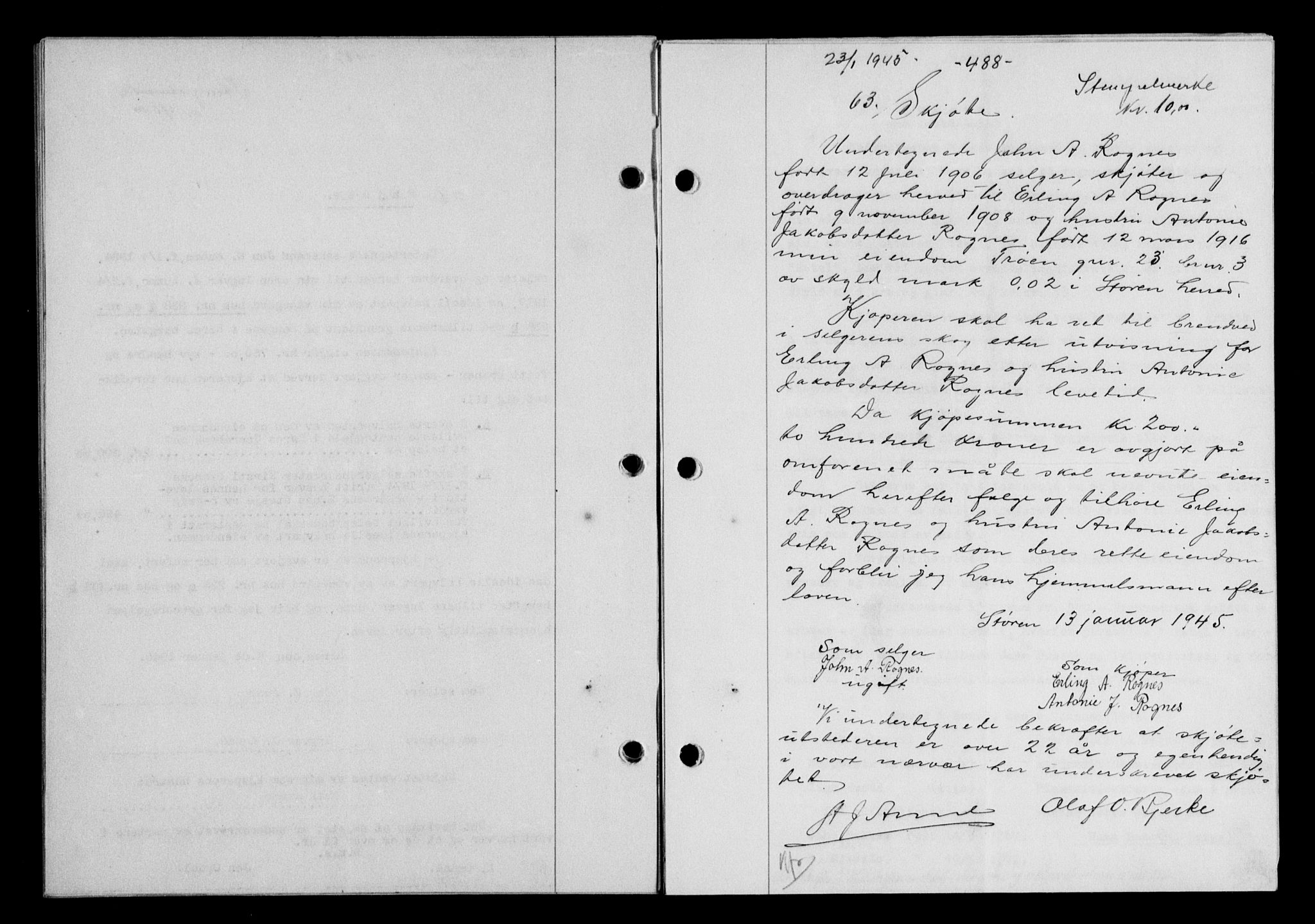 Gauldal sorenskriveri, SAT/A-0014/1/2/2C/L0058: Mortgage book no. 63, 1944-1945, Diary no: : 63/1945