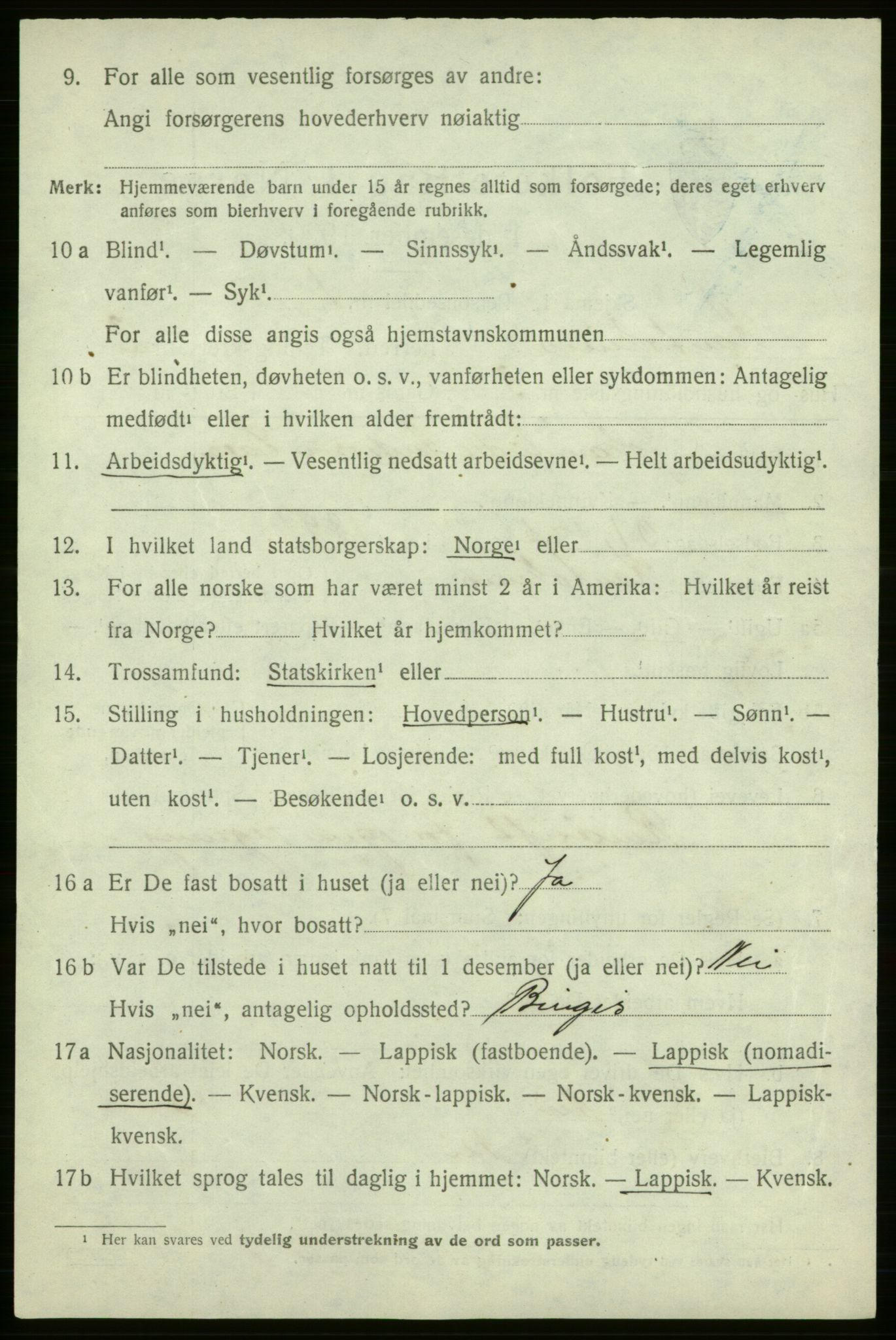 SATØ, 1920 census for Kautokeino, 1920, p. 1456