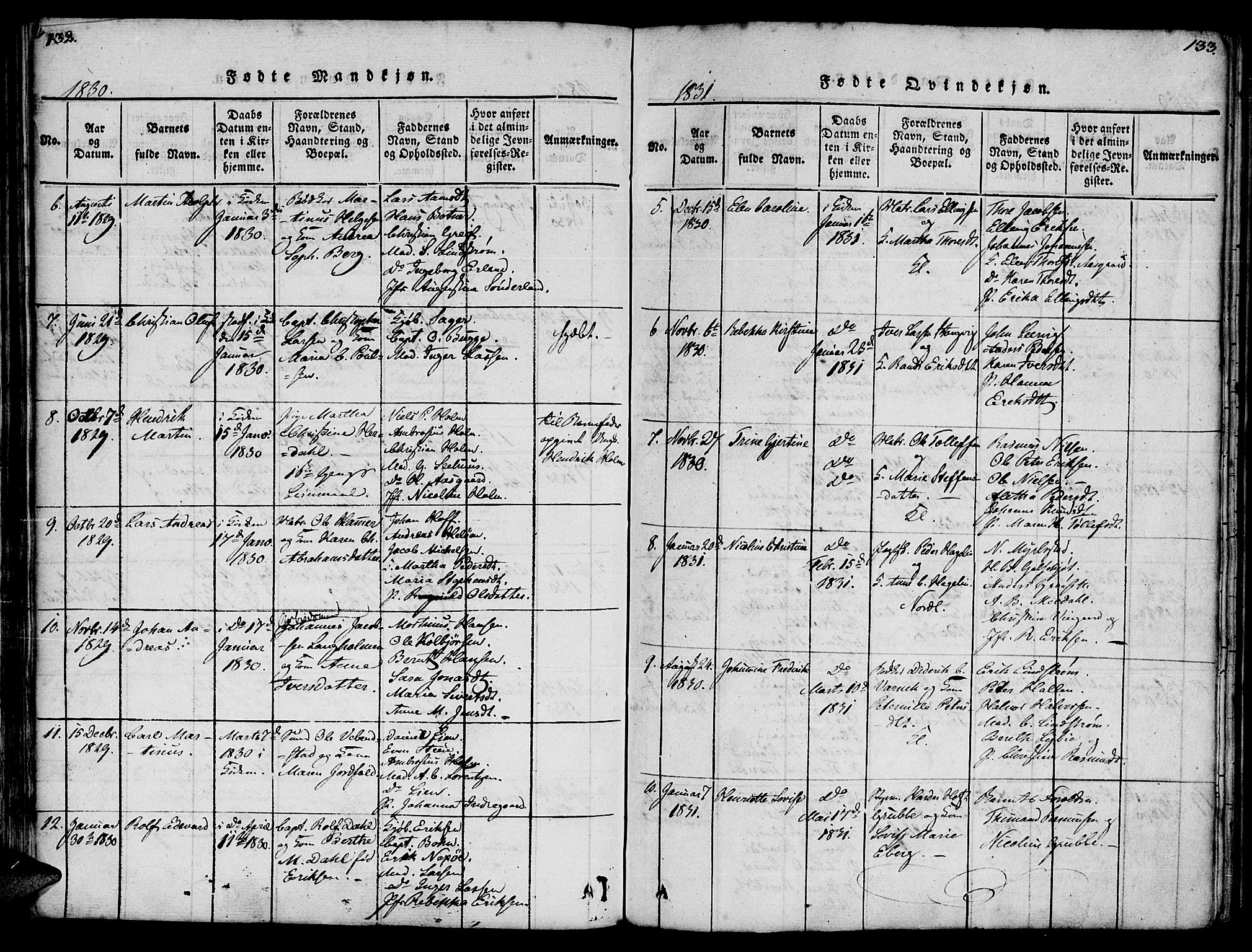 Ministerialprotokoller, klokkerbøker og fødselsregistre - Møre og Romsdal, AV/SAT-A-1454/572/L0842: Parish register (official) no. 572A05, 1819-1832, p. 132-133