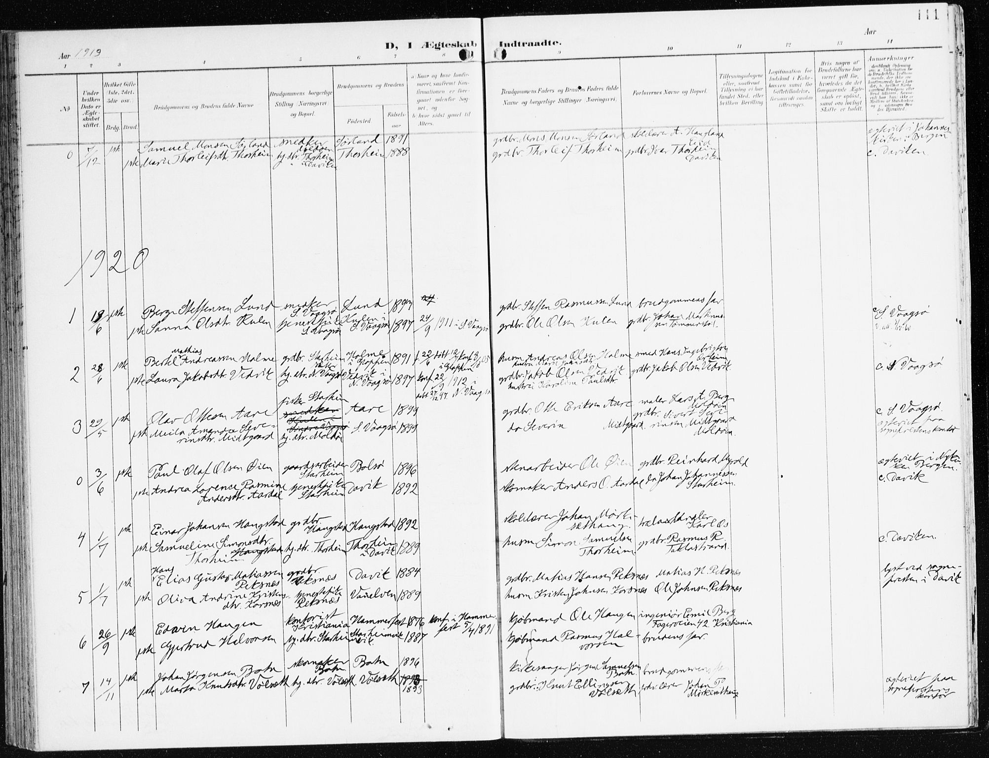 Eid sokneprestembete, AV/SAB-A-82301/H/Haa/Haac/L0002: Parish register (official) no. C 2, 1899-1927, p. 111