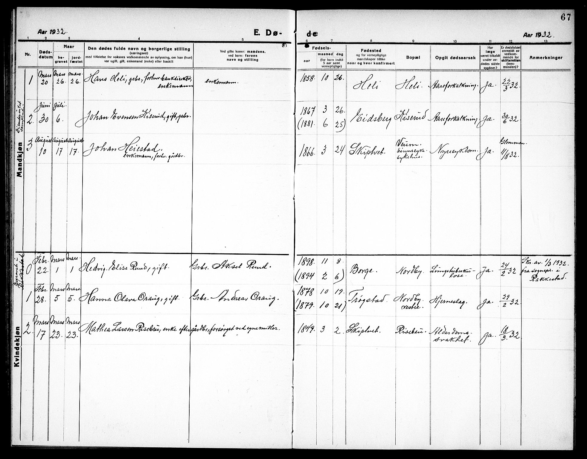 Spydeberg prestekontor Kirkebøker, SAO/A-10924/G/Gc/L0002: Parish register (copy) no. III 2, 1918-1939, p. 67