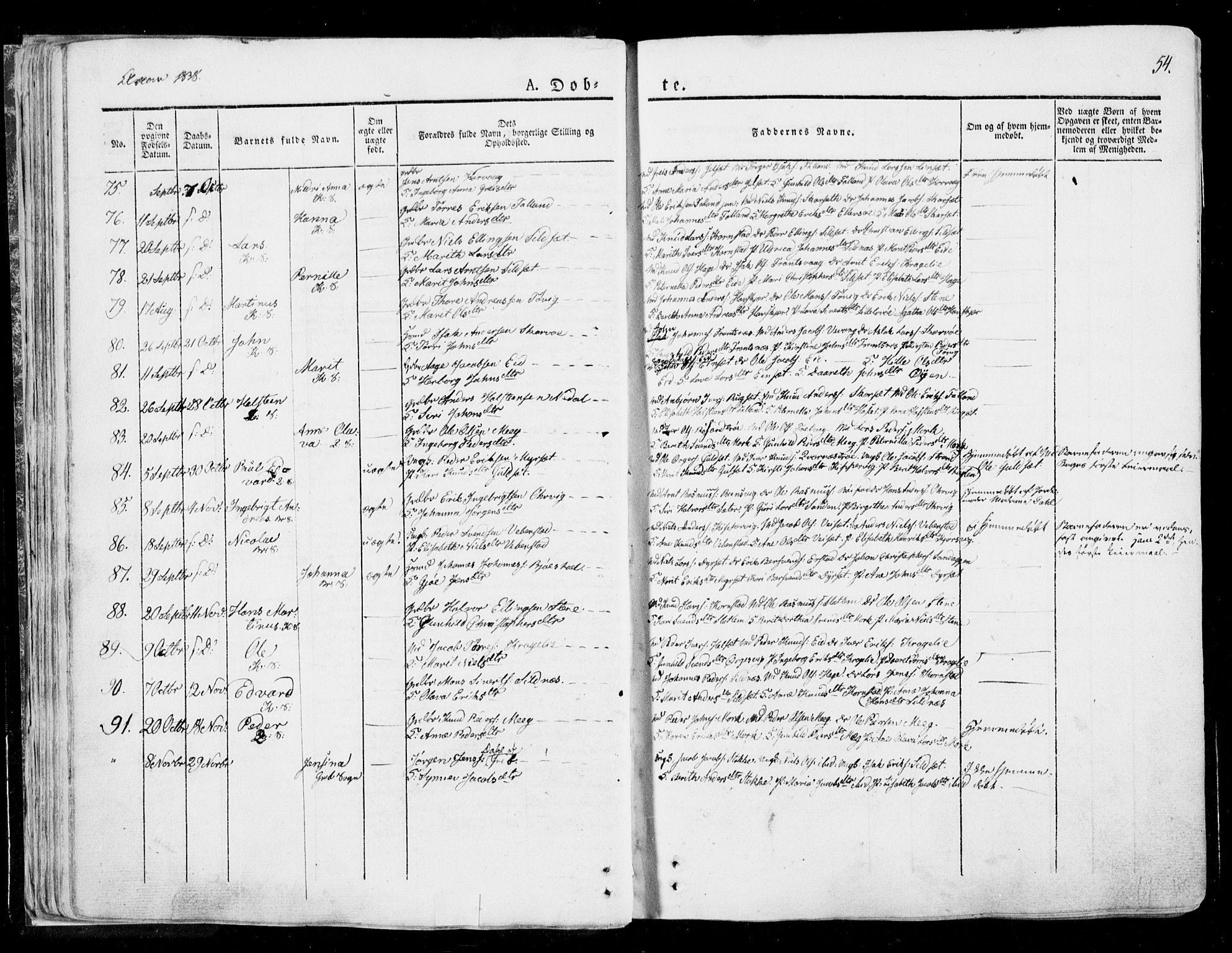 Ministerialprotokoller, klokkerbøker og fødselsregistre - Møre og Romsdal, AV/SAT-A-1454/568/L0803: Parish register (official) no. 568A10, 1830-1853, p. 54